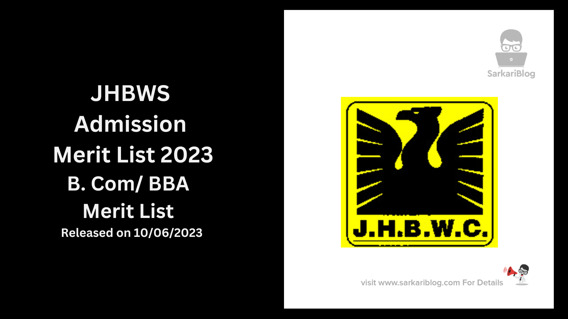 JHBWS Admission Merit List 2023