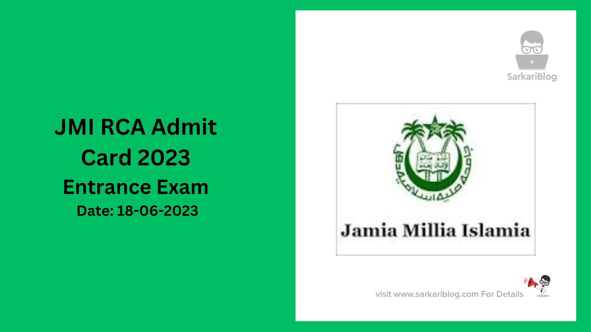 JMI RCA Admit Card 2023
