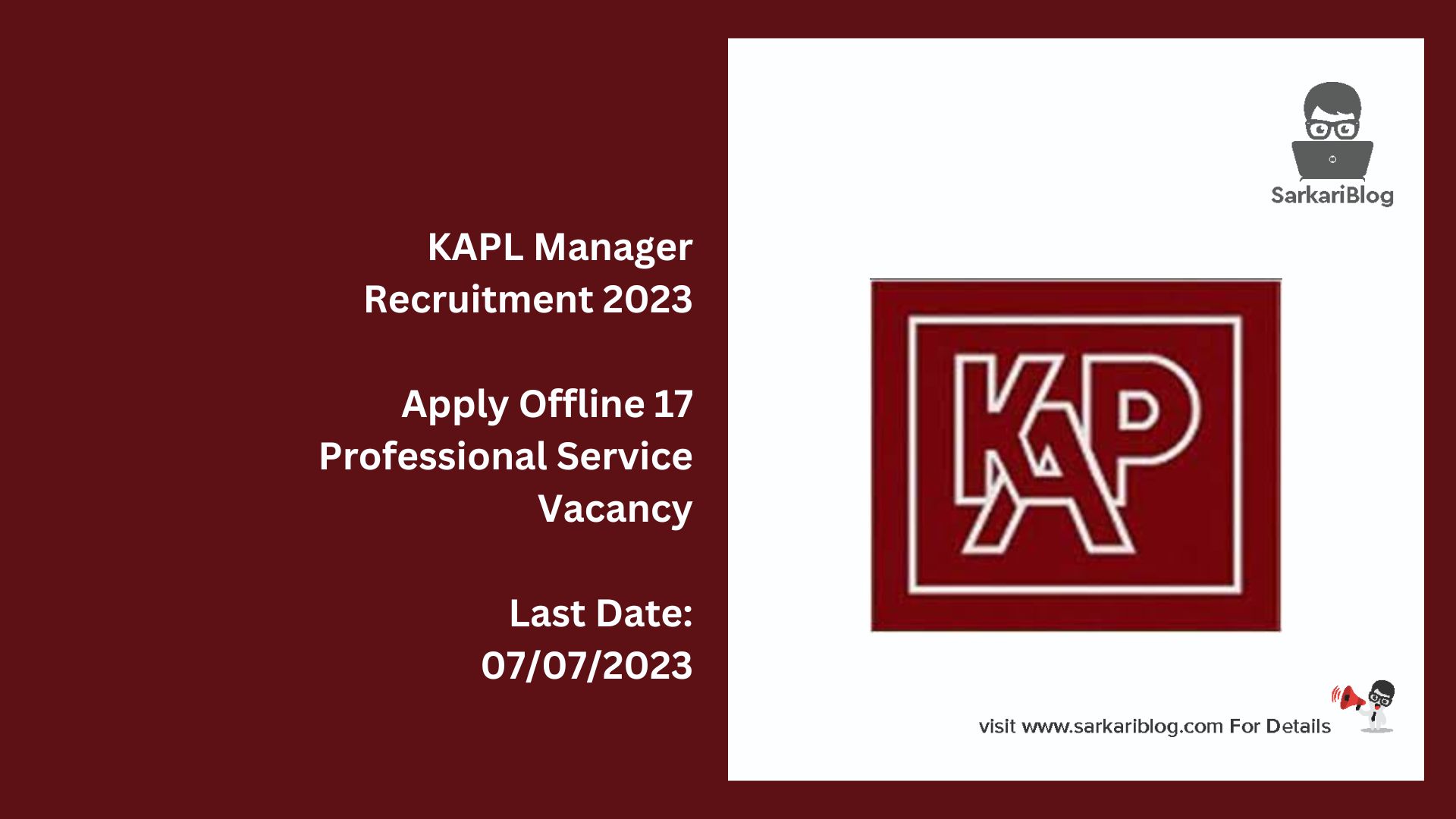 KAPL Manager Recruitment 2023