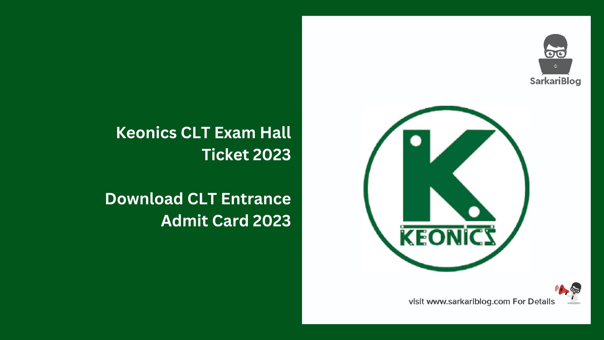 Keonics CLT Exam Hall Ticket 2023