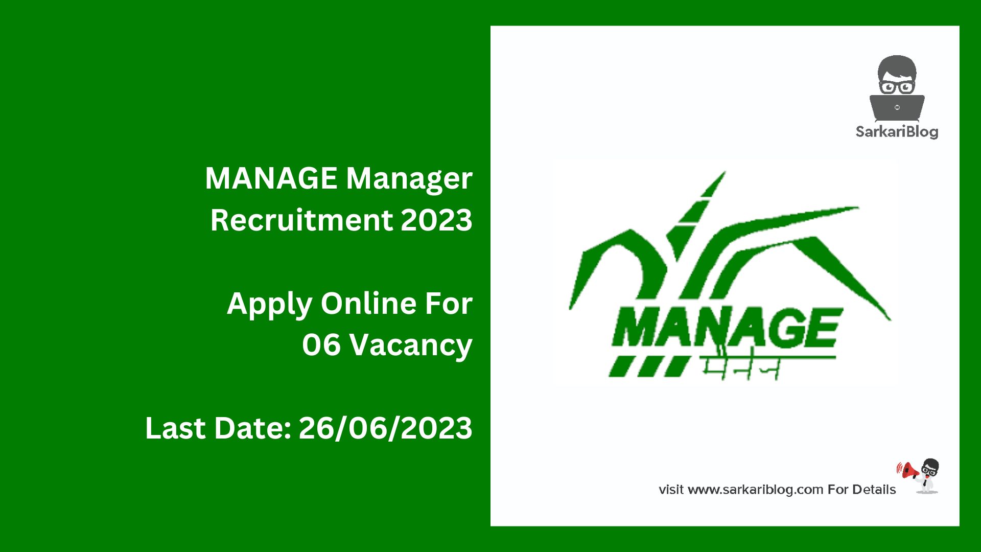MANAGE Manager Recruitment 2023