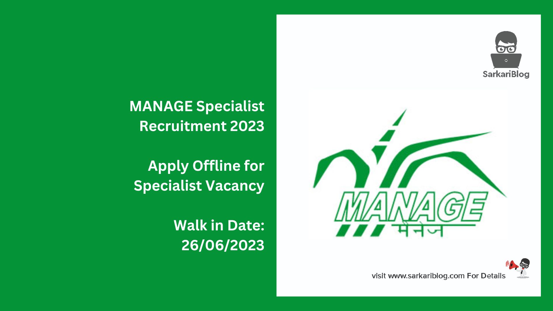 MANAGE Specialist Recruitment 2023