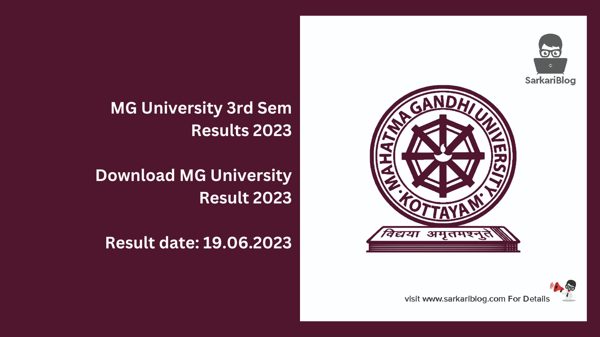 MG University 3rd Sem Results 2023