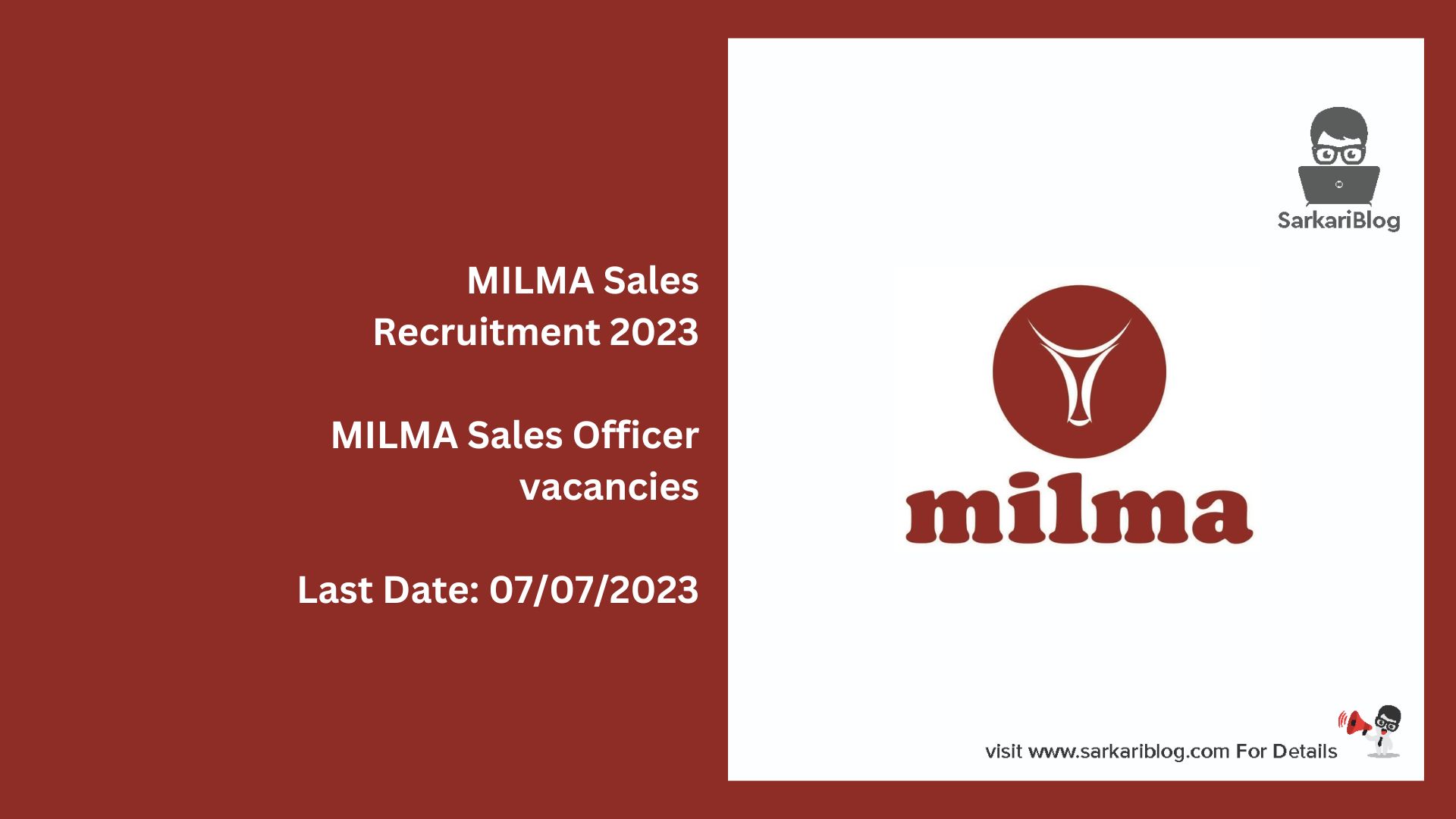MILMA Sales Recruitment 2023