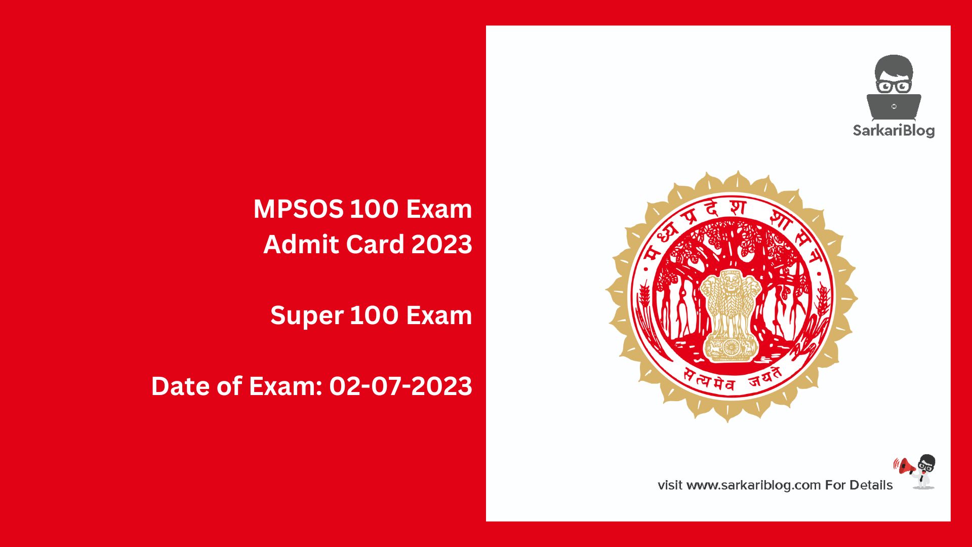 MPSOS 100 Exam Admit Card 2023