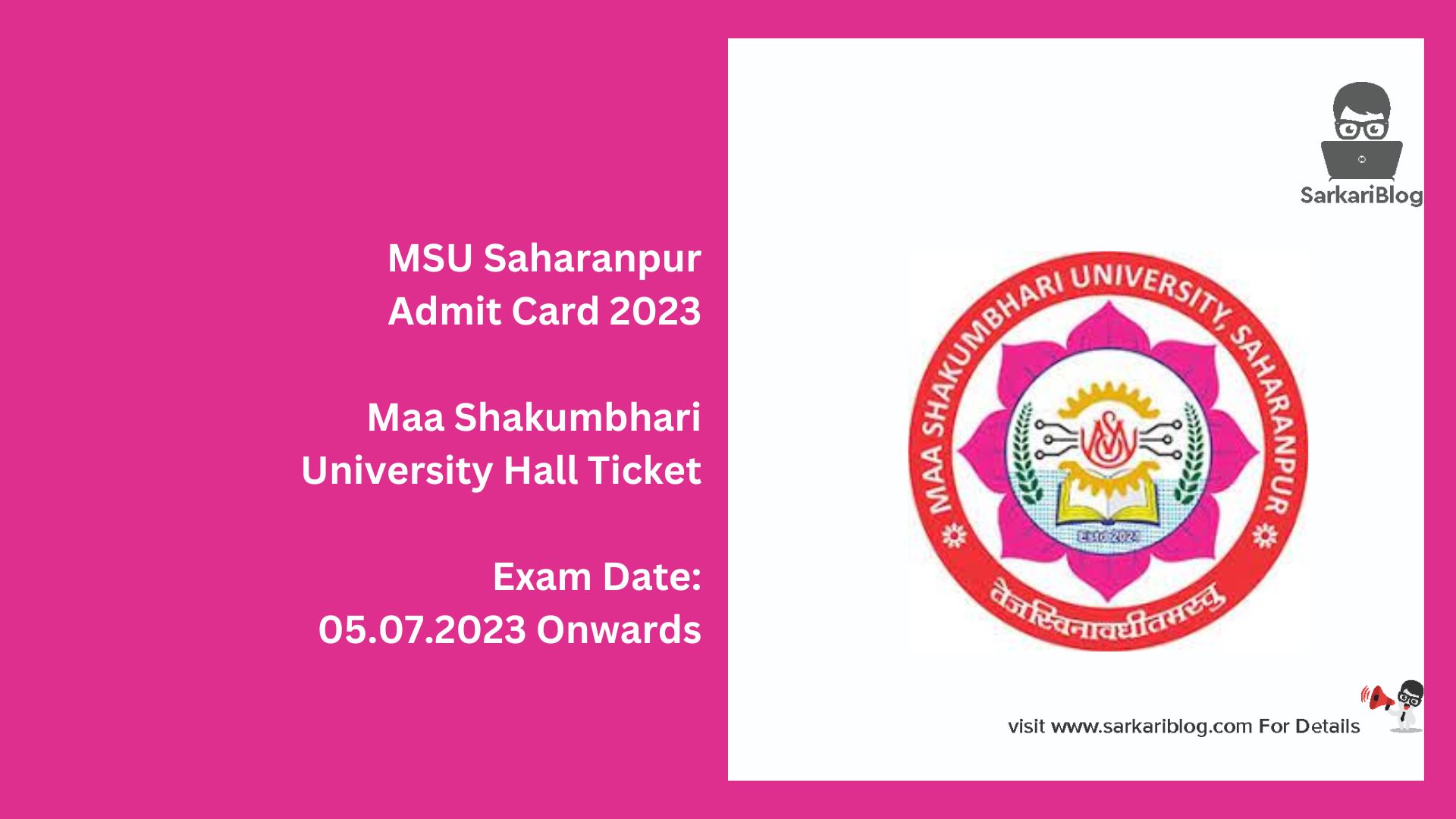 MSU Saharanpur Admit Card 2023