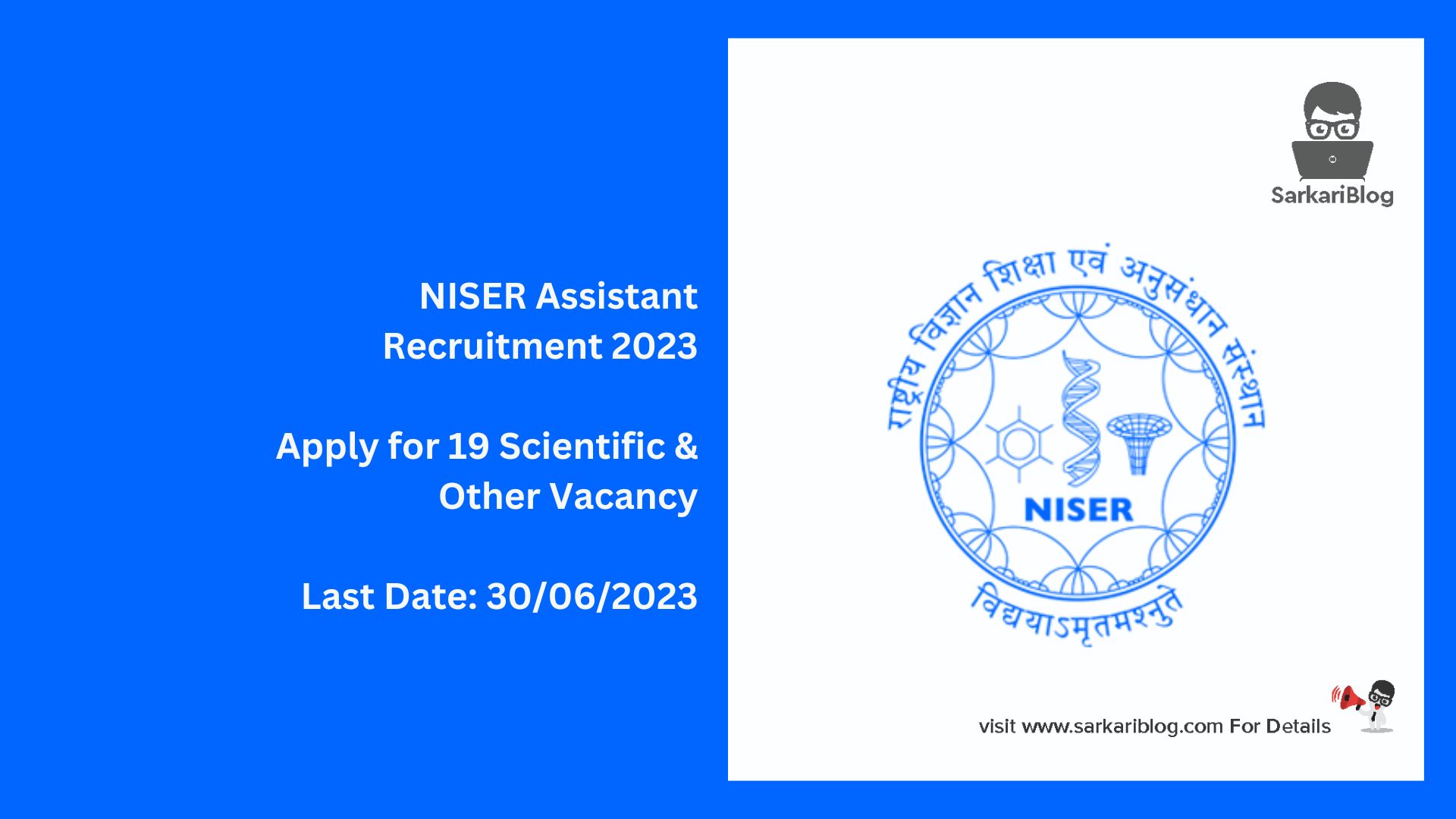NISER Assistant Recruitment 2023