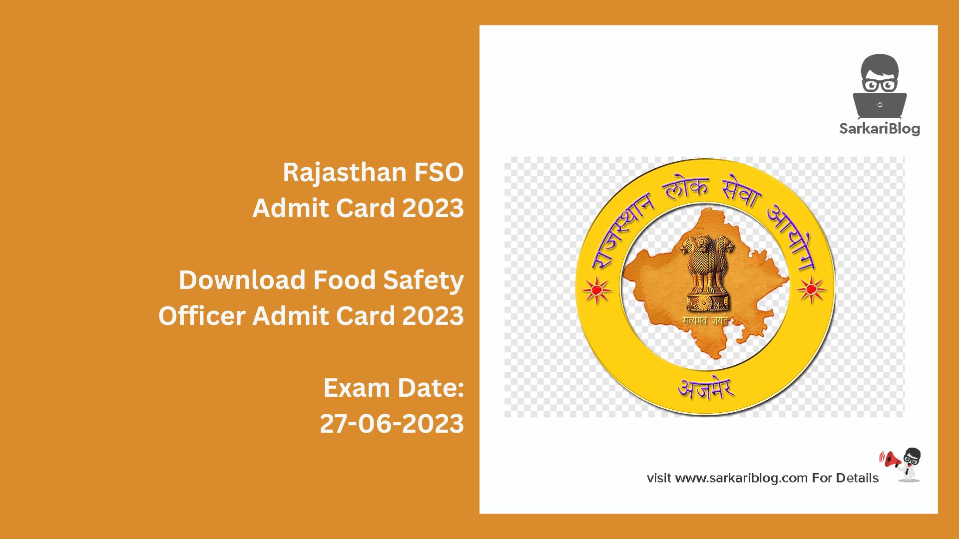 Rajasthan FSO Admit Card 2023