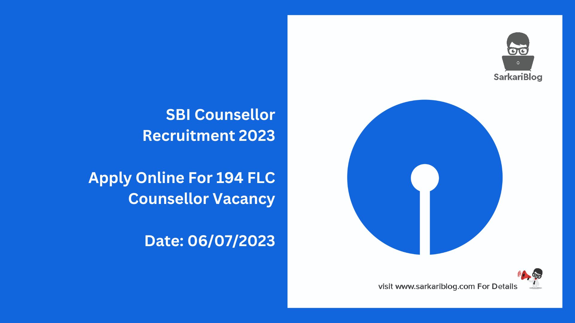 SBI Counsellor Recruitment 2023