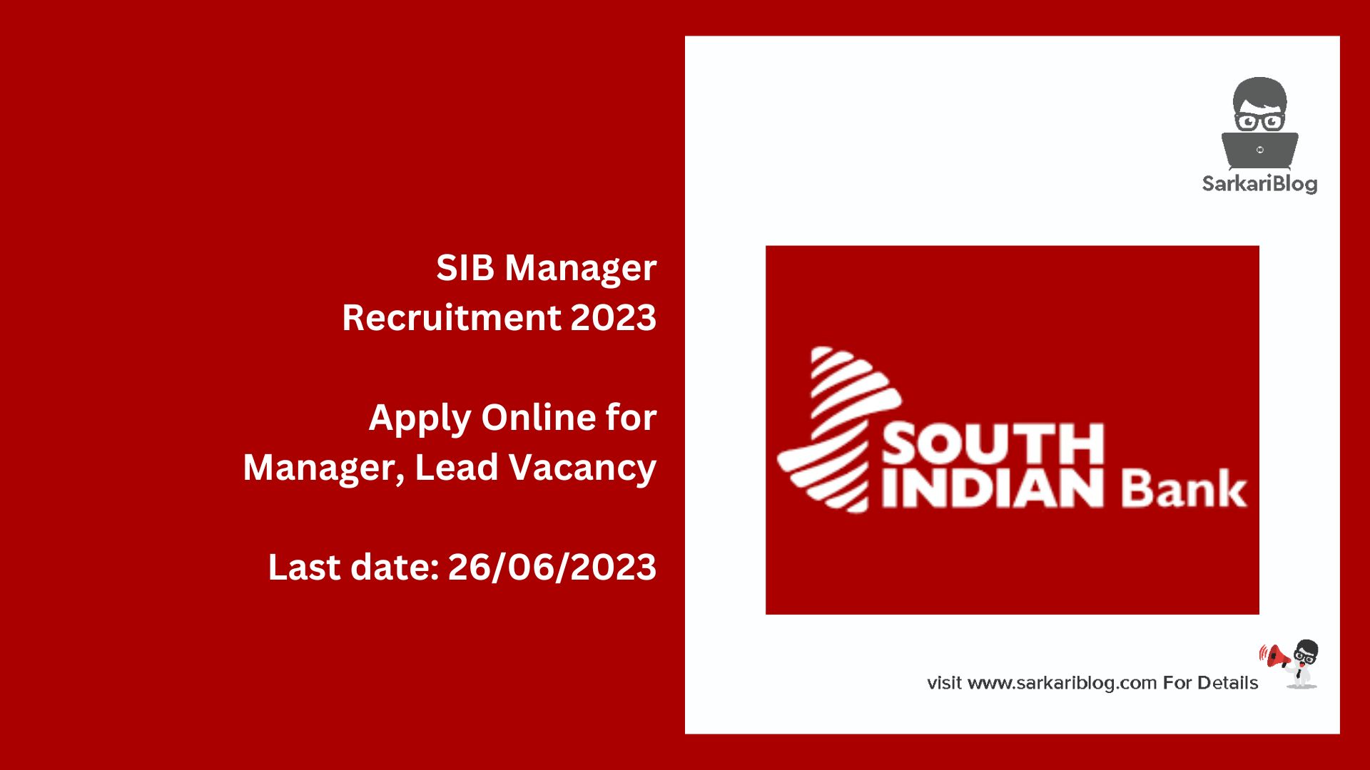 SIB Manager Recruitment 2023