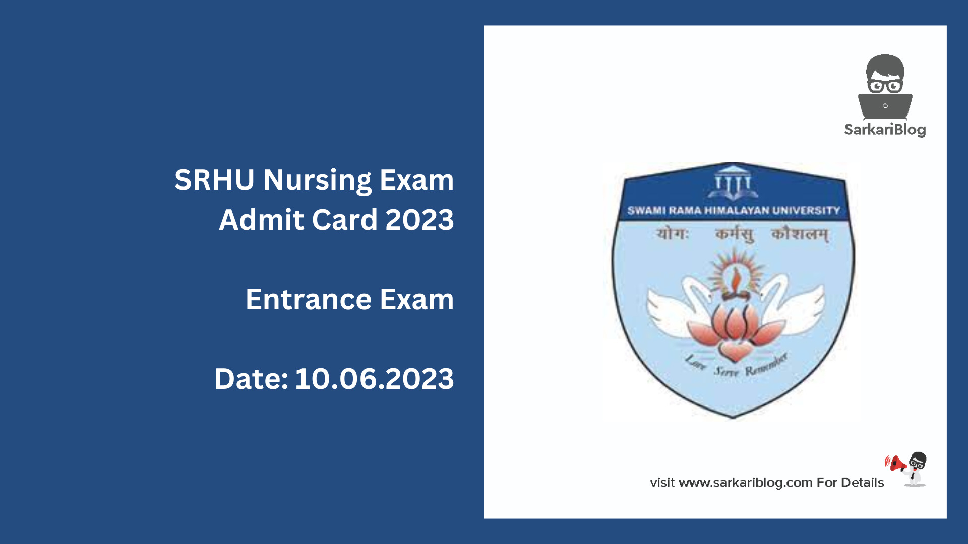 SRHU Nursing Exam Admit Card 2023