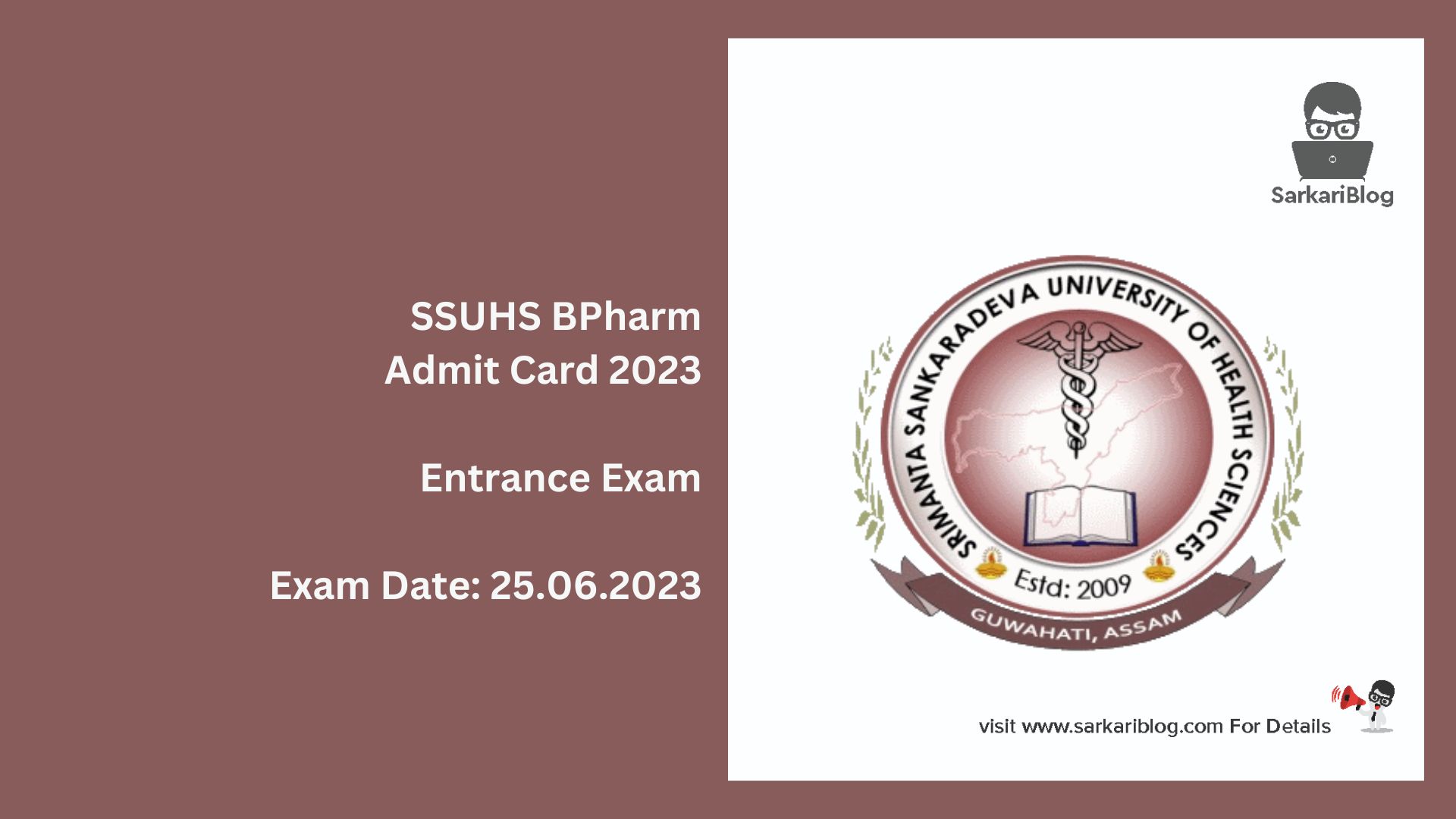 SSUHS BPharm Admit Card 2023