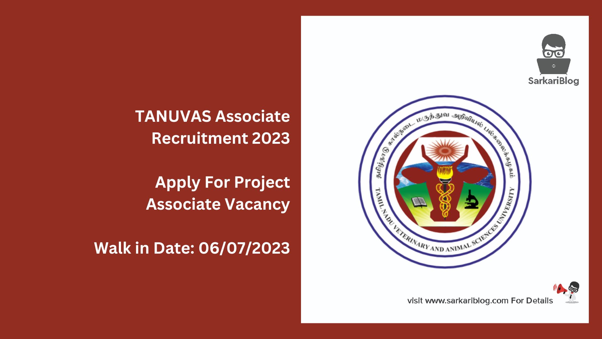 TANUVAS Associate Recruitment 2023