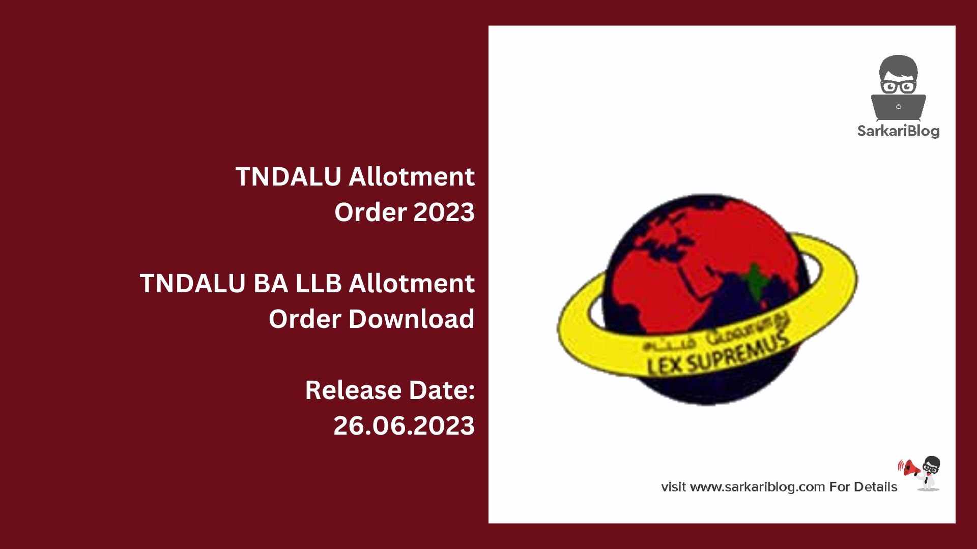 TNDALU Allotment Order 2023