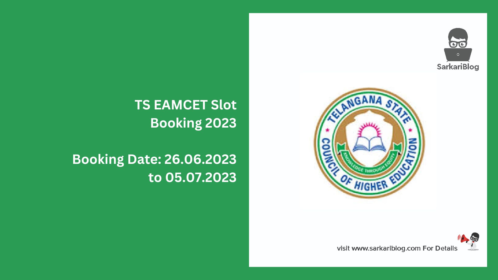 TS EAMCET Slot Booking 2023