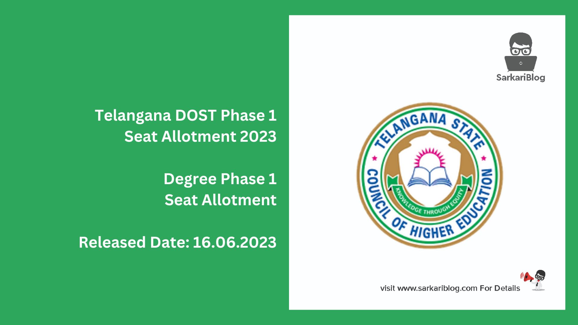 Telangana DOST Phase 1 Seat Allotment 2023