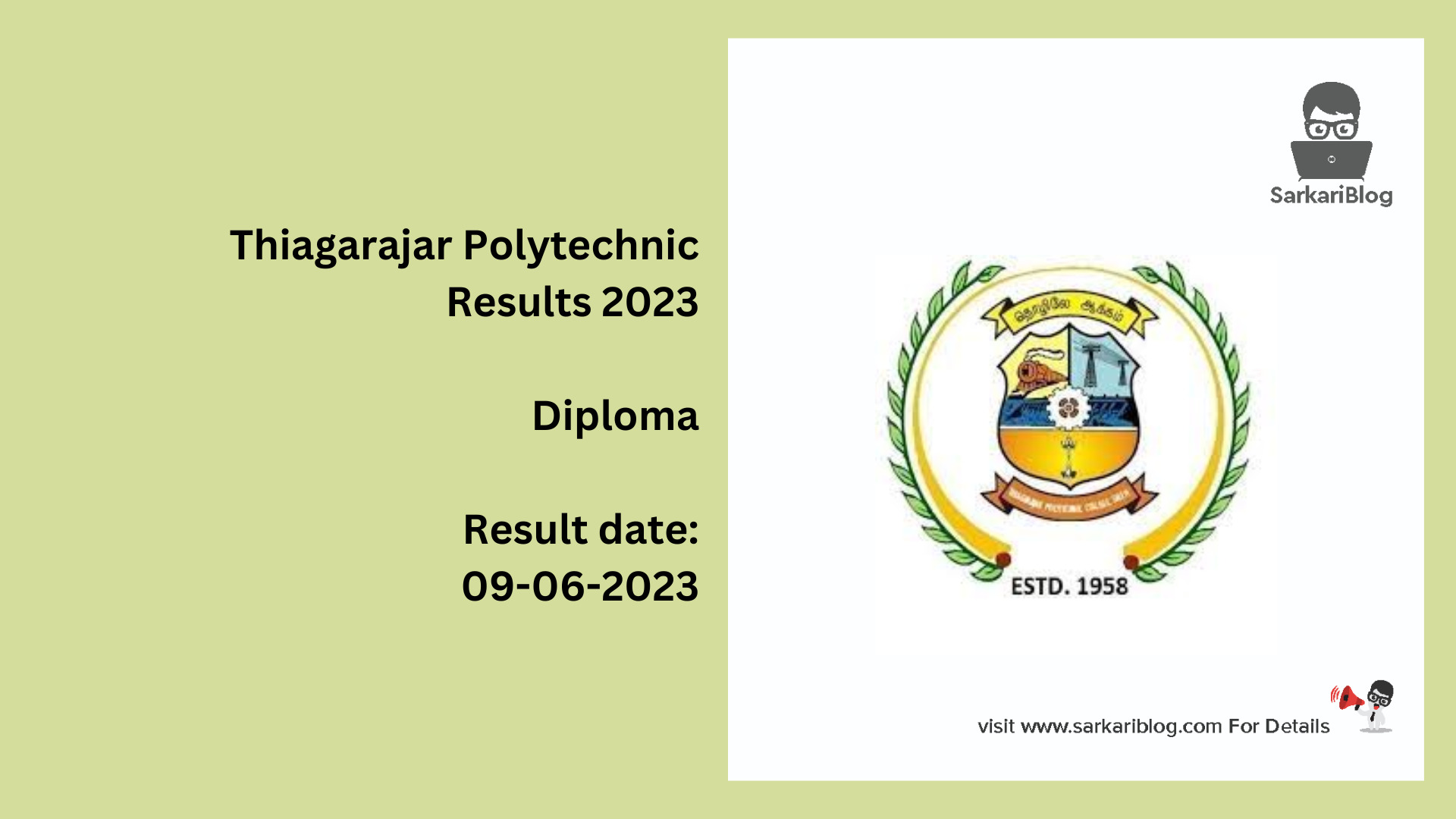 Thiagarajar Polytechnic Results 2023