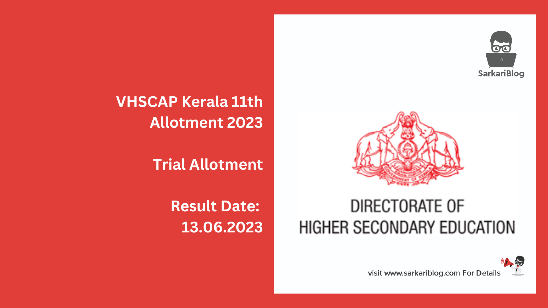 VHSCAP Kerala 11th Allotment 2023