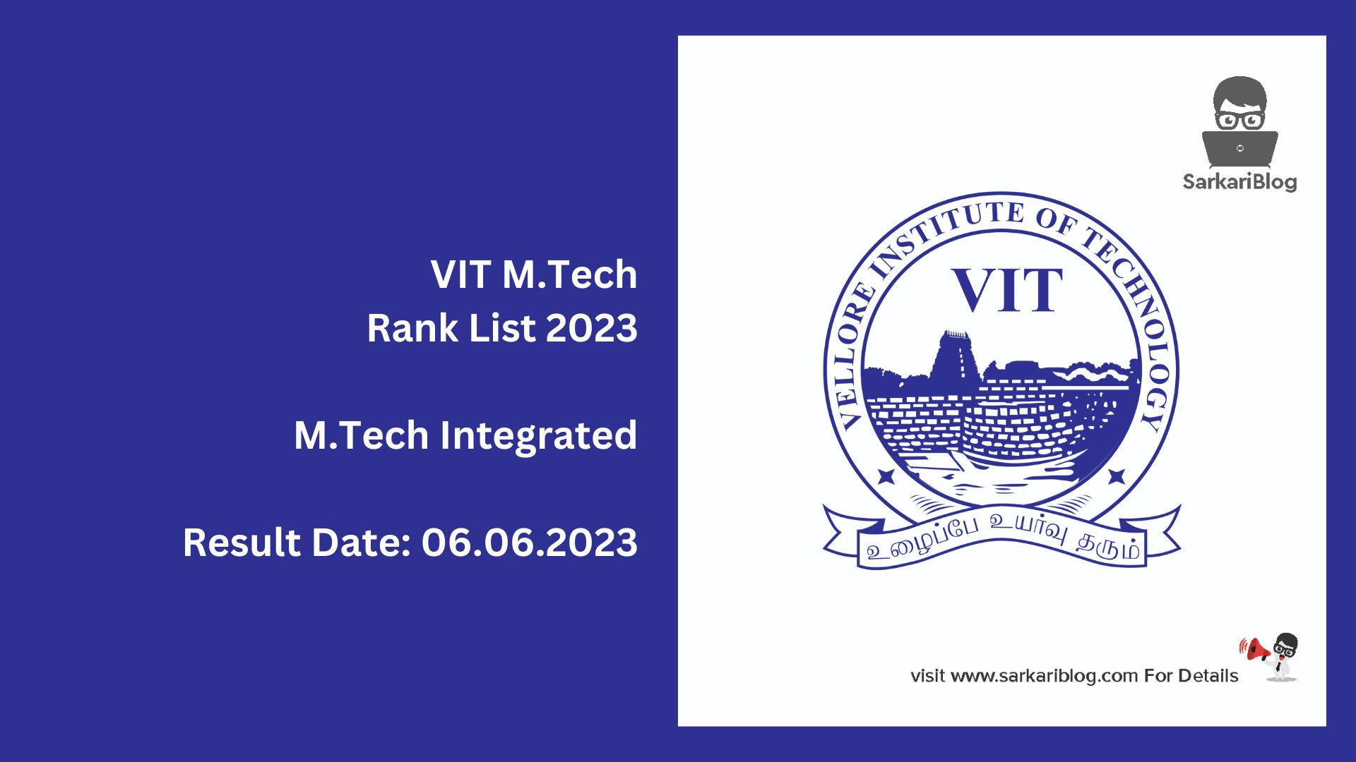 VIT M.Tech Rank List 2023