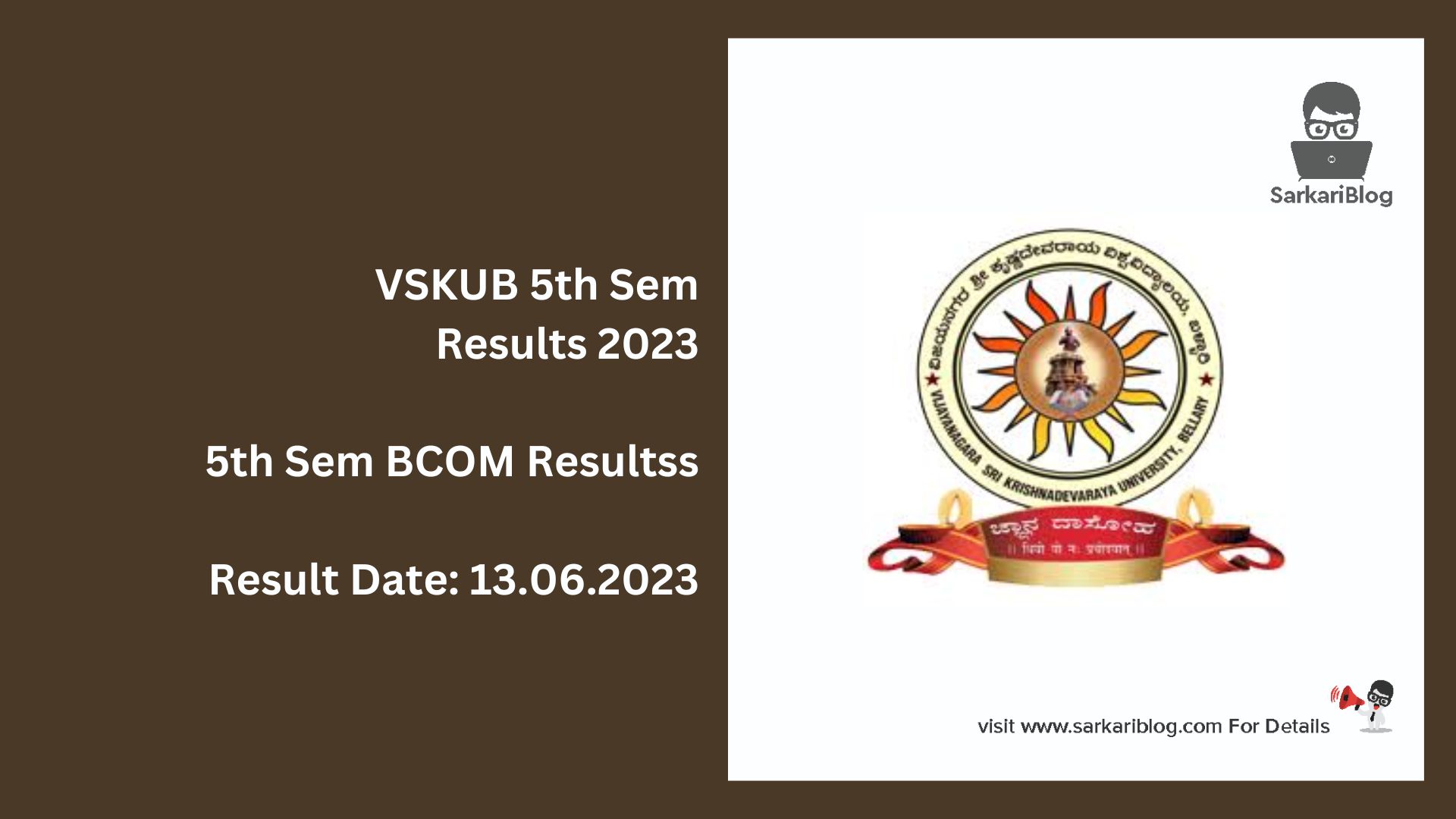 VSKUB 5th Sem Results 2023