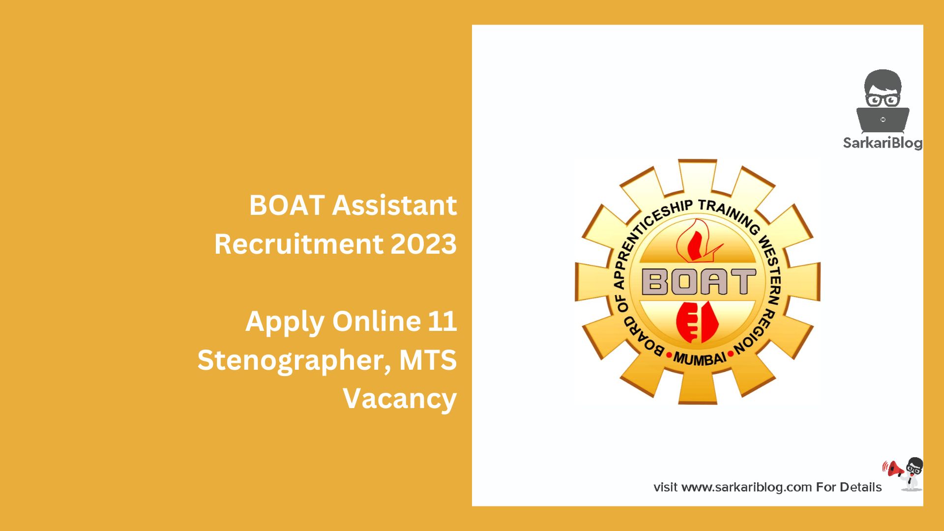 BOAT Assistant Recruitment 2023