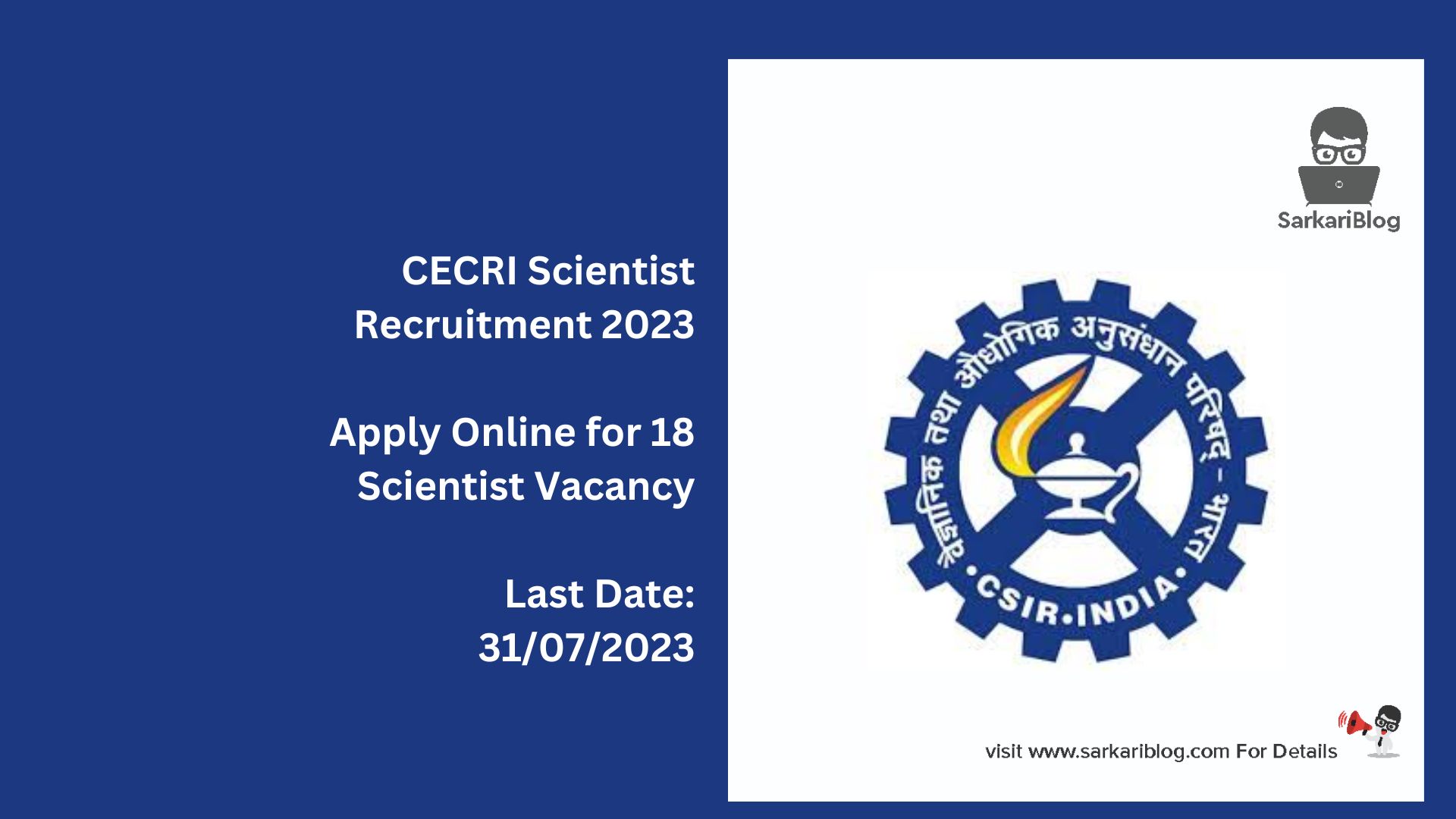 CECRI Scientist Recruitment 2023