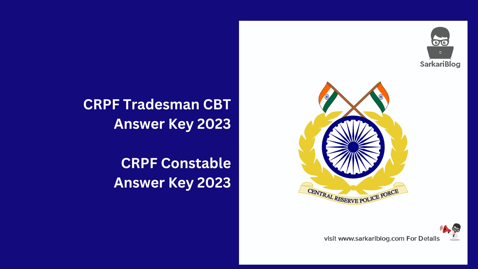 CRPF Tradesman CBT Answer Key 2023