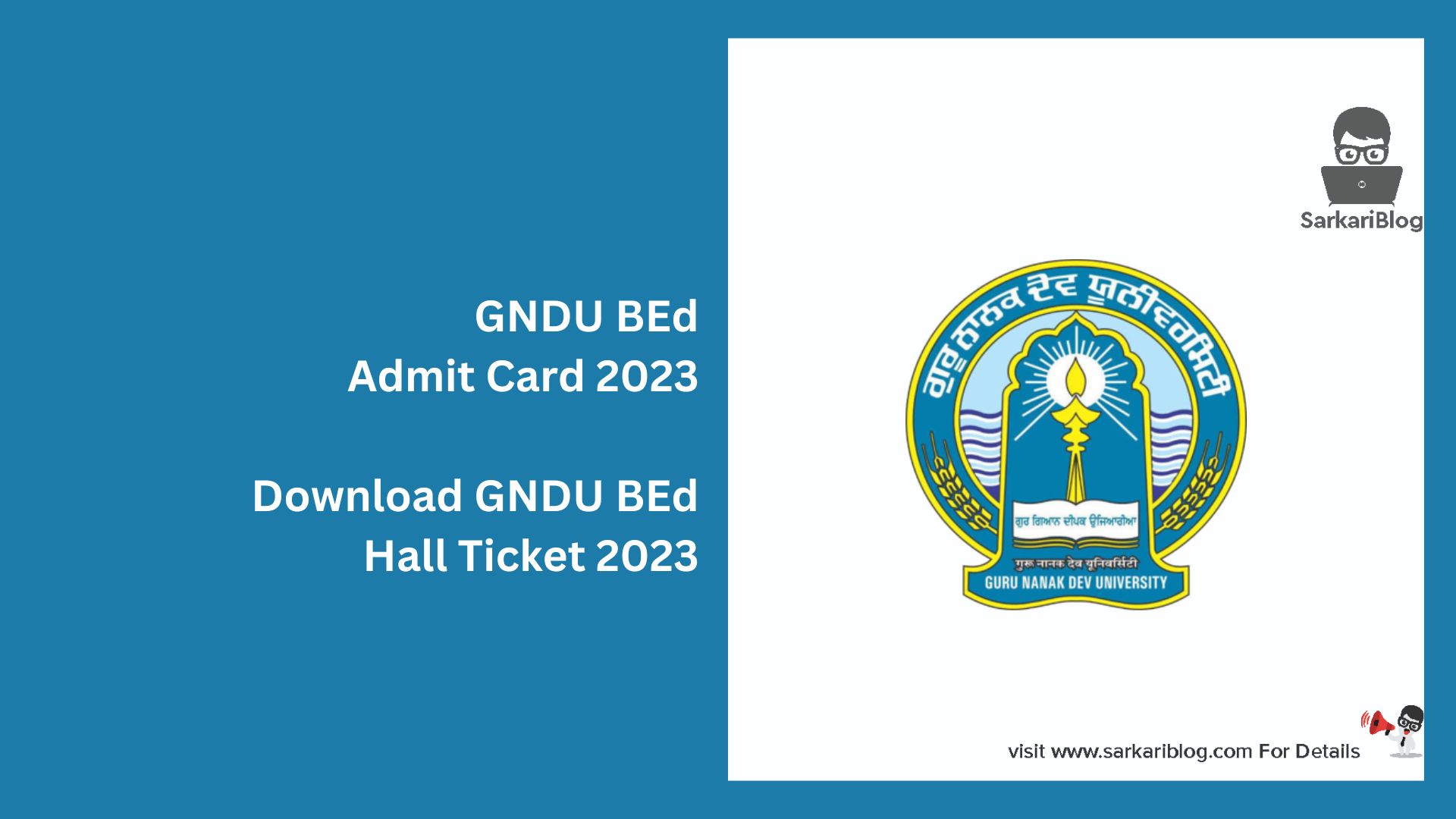 GNDU BEd Admit Card 2023