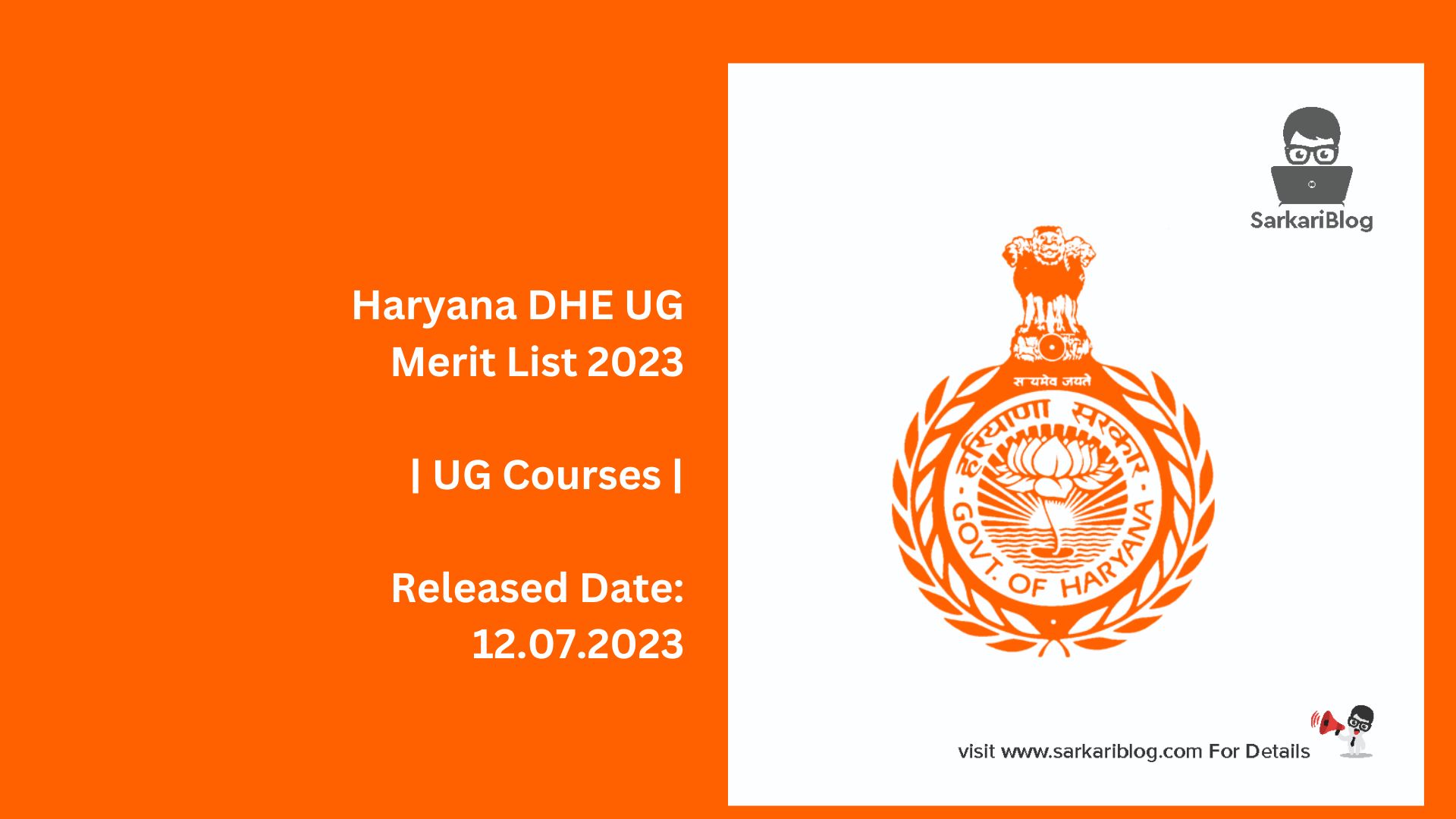 Haryana DHE UG Merit List 2023