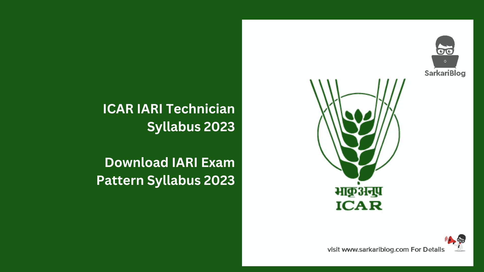 ICAR IARI Technician Syllabus 2023