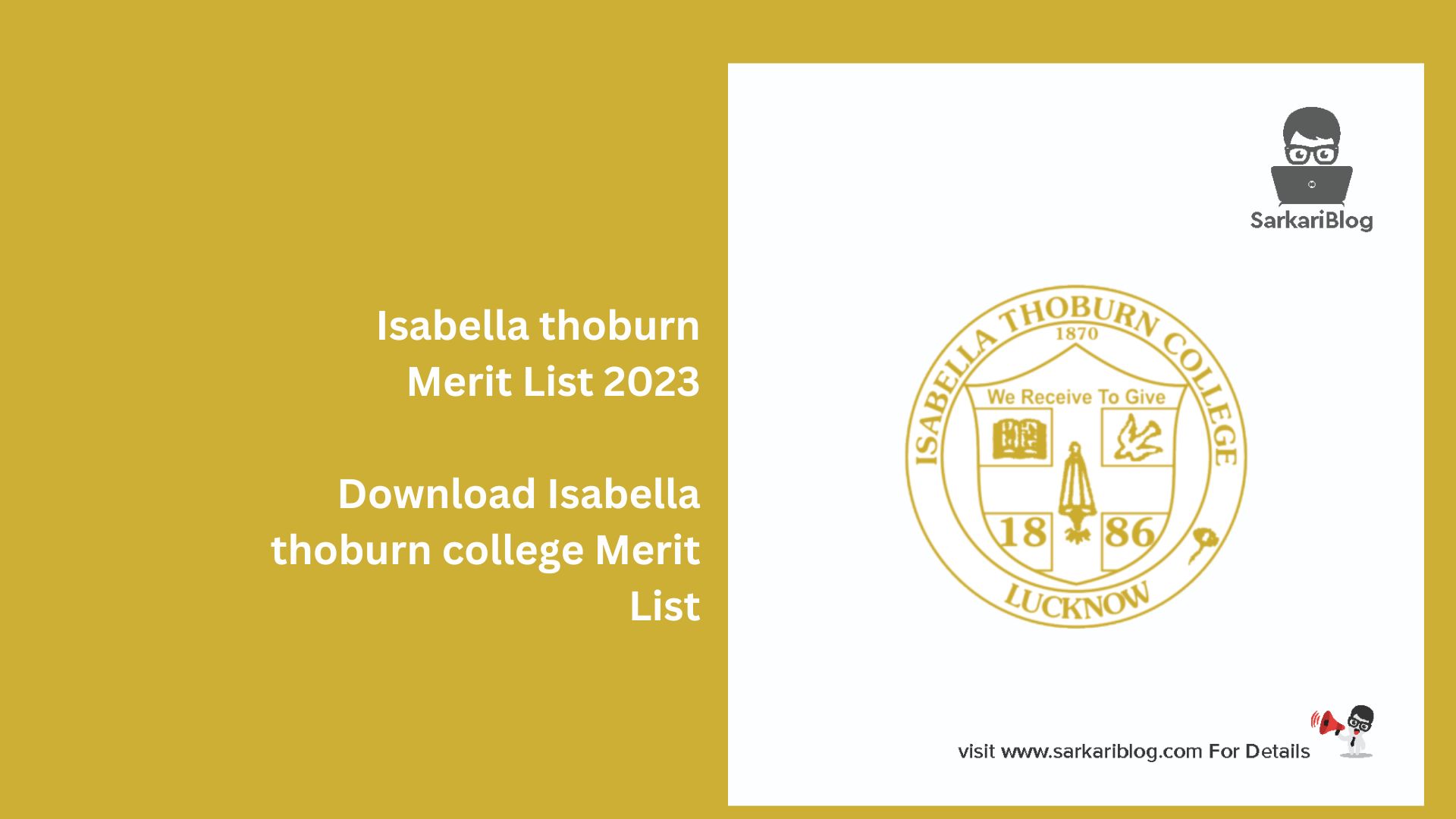 Isabella thoburn Merit List 2023
