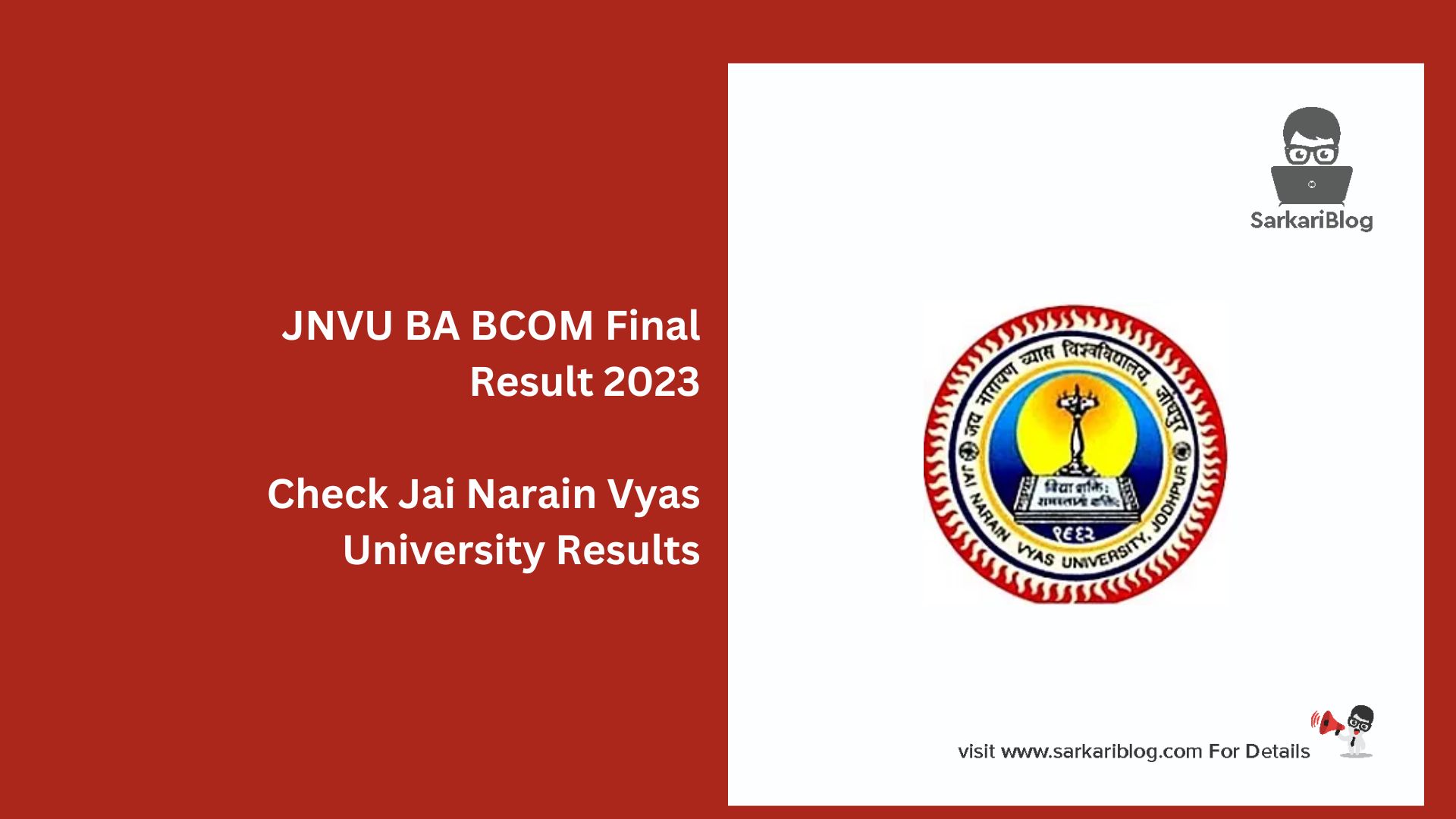 JNVU BA BCOM Final Result 2023