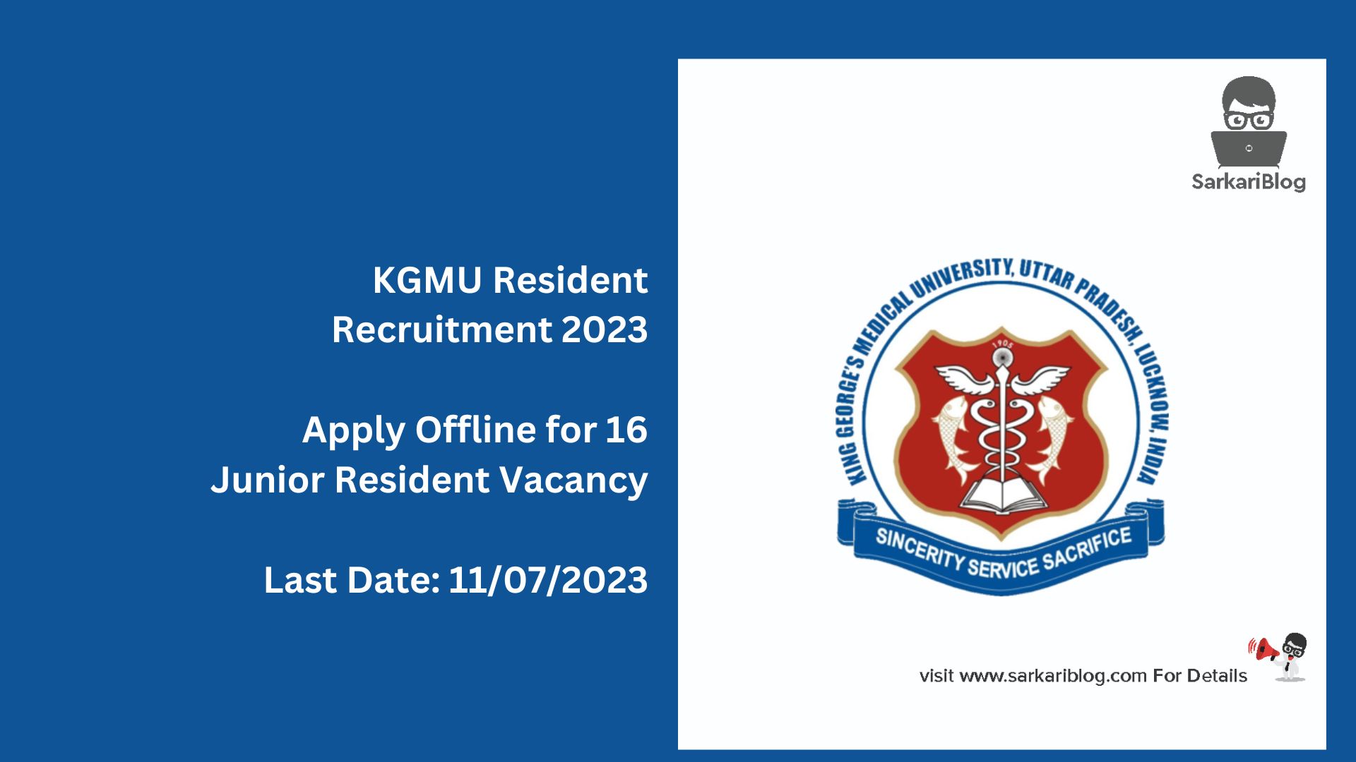 KGMU Resident Recruitment 2023