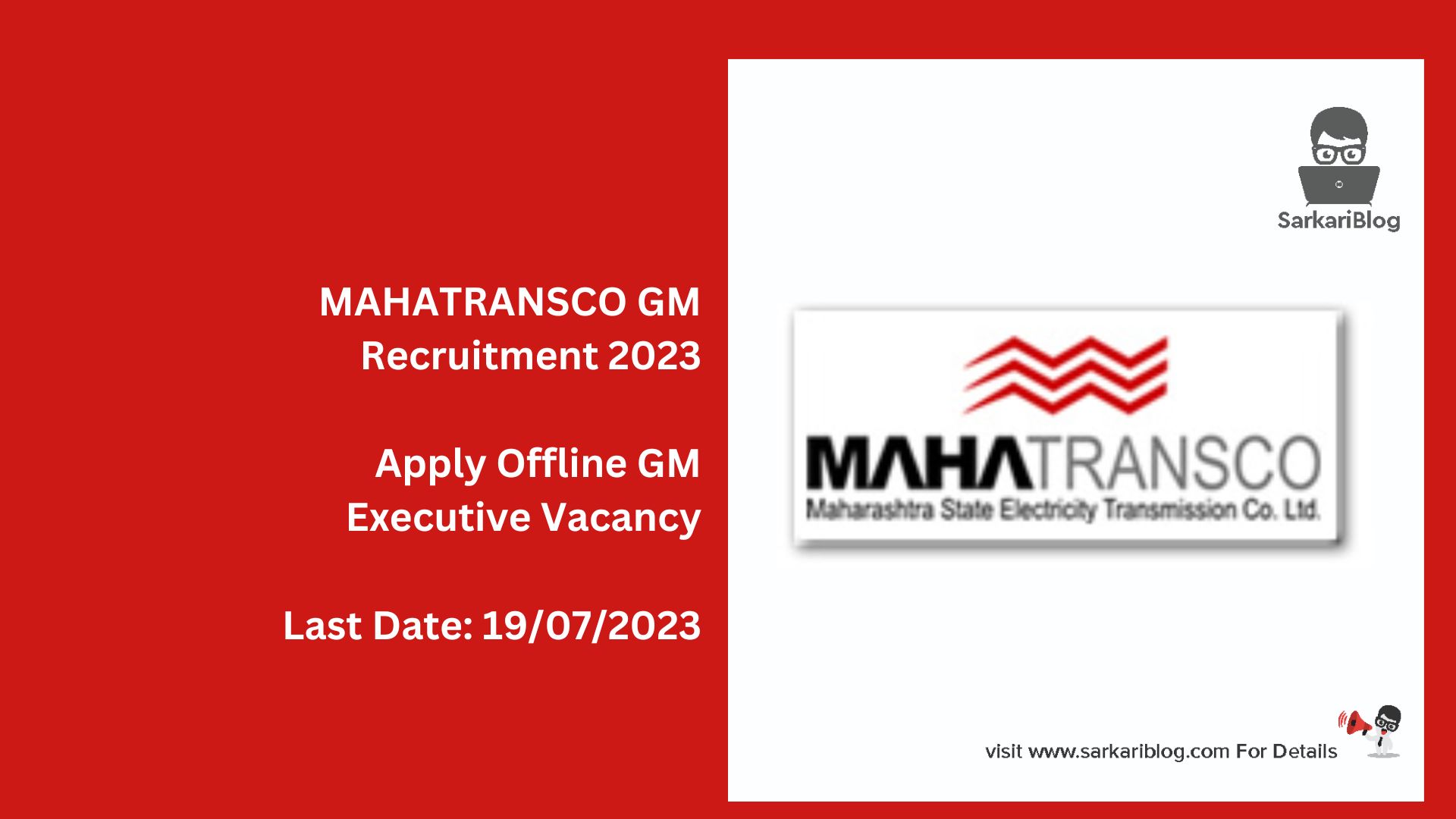 MAHATRANSCO GM Recruitment 2023