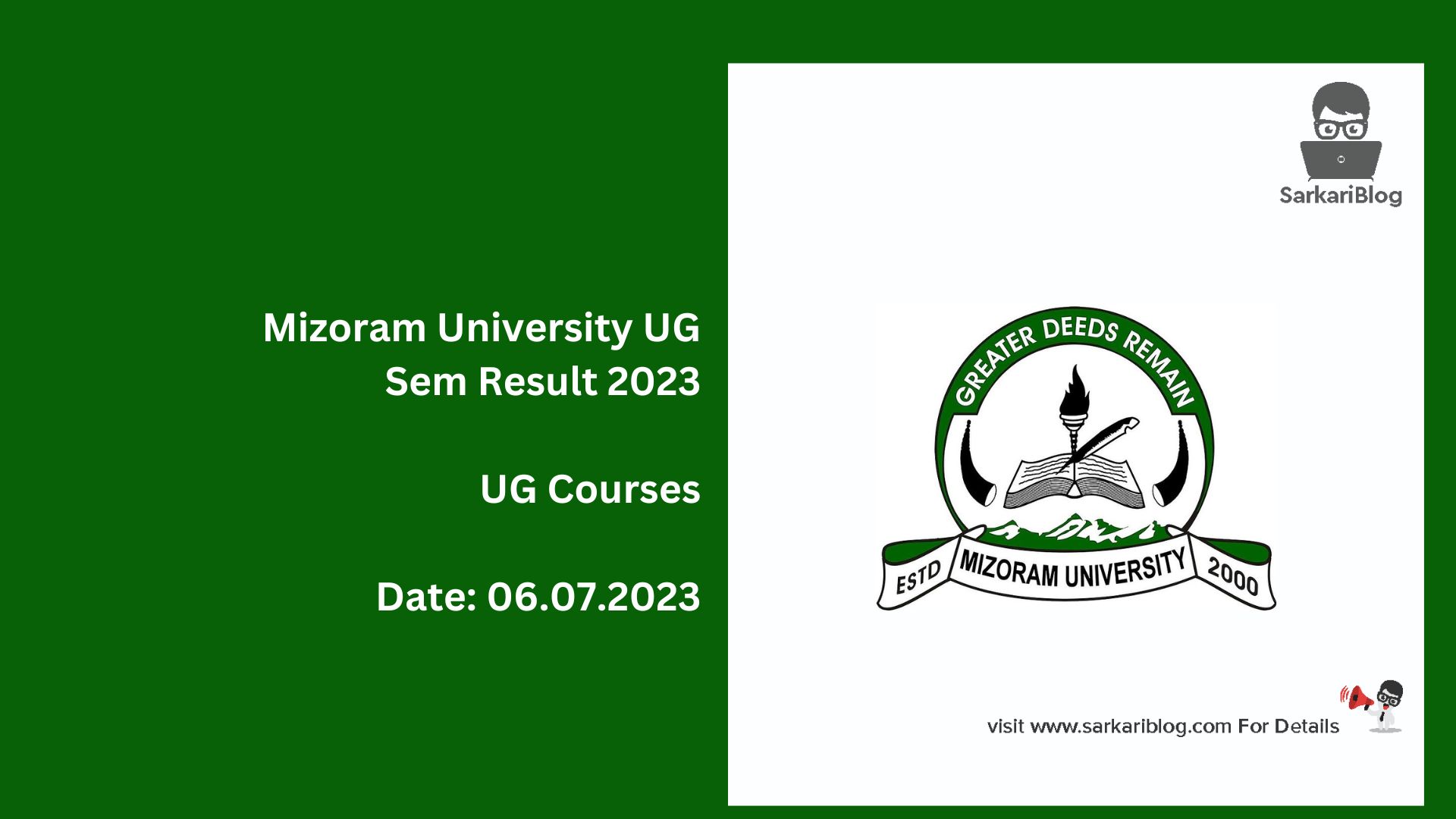 Mizoram University UG Sem Result 2023