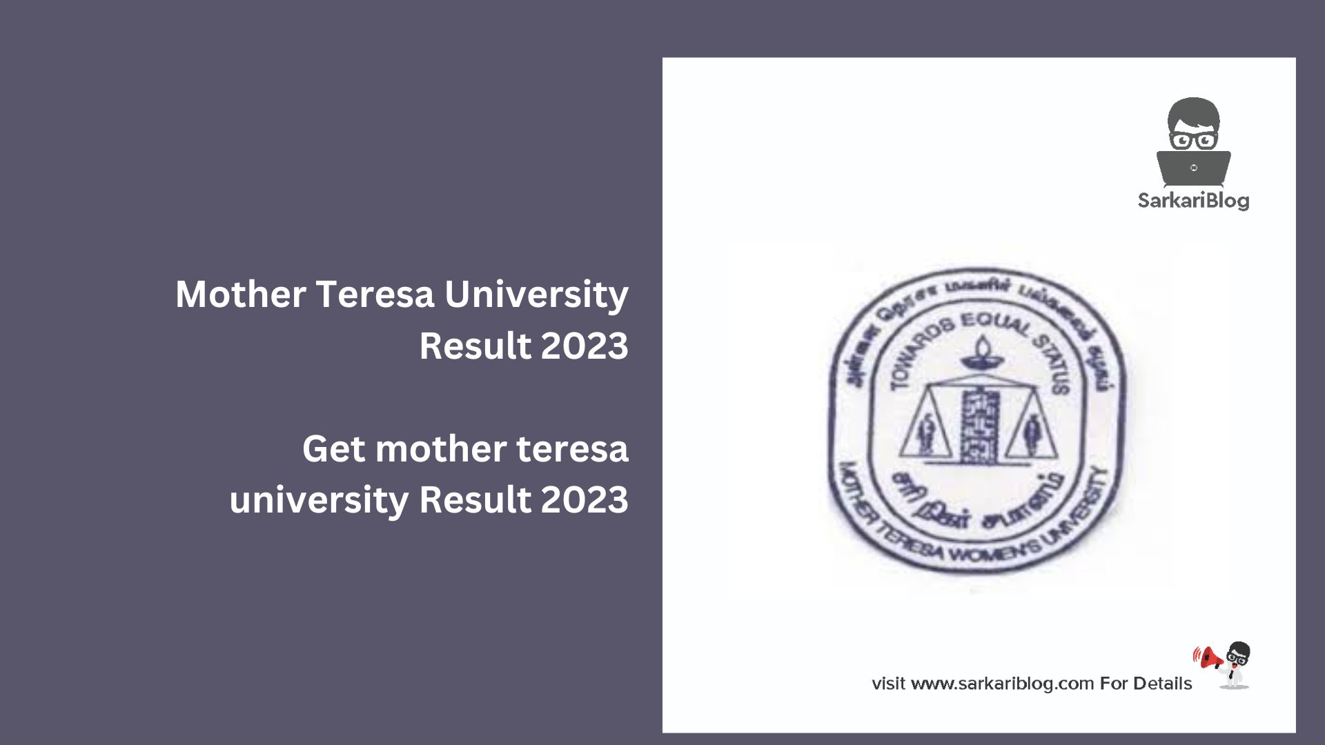 Mother Teresa University Result 2023