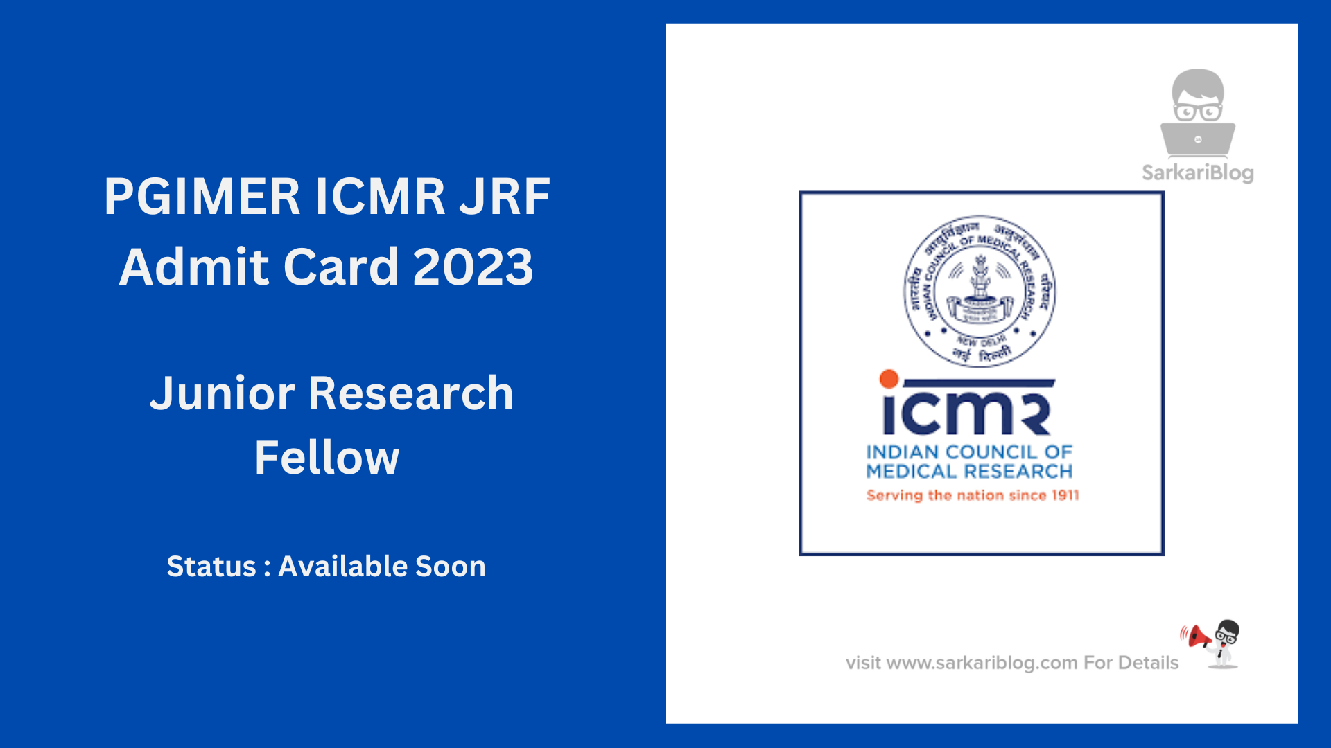 PGIMER ICMR JRF Admit Card 2023