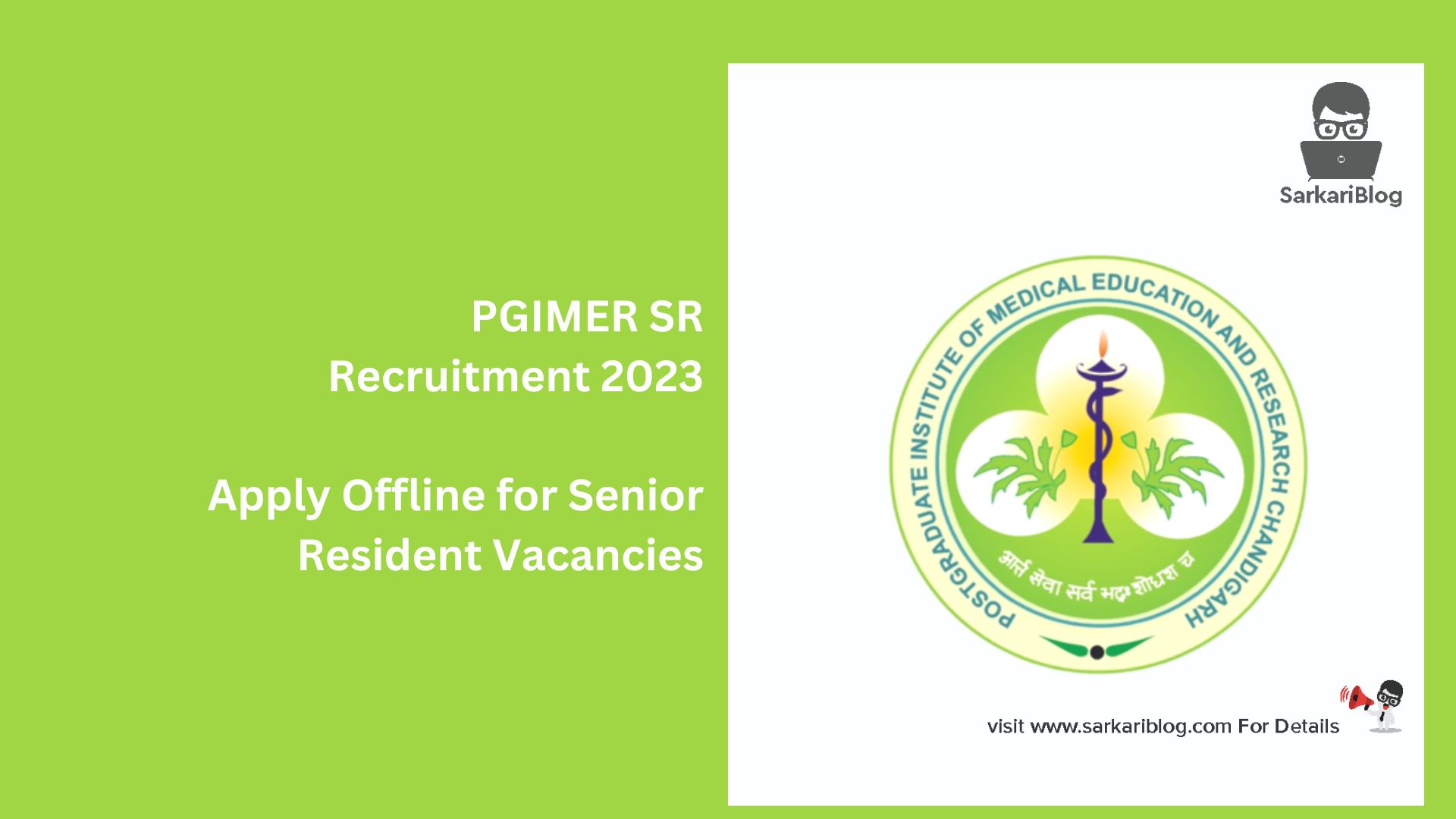 PGIMER SR Recruitment 2023