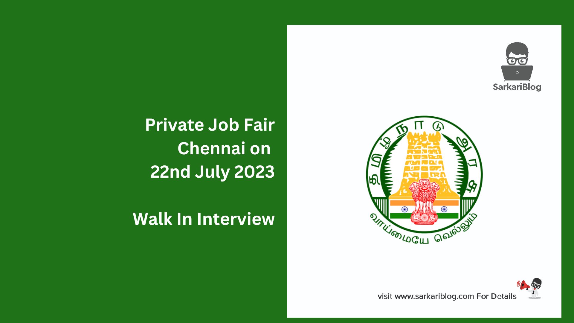 Private Job Fair Chennai on 22nd July 2023