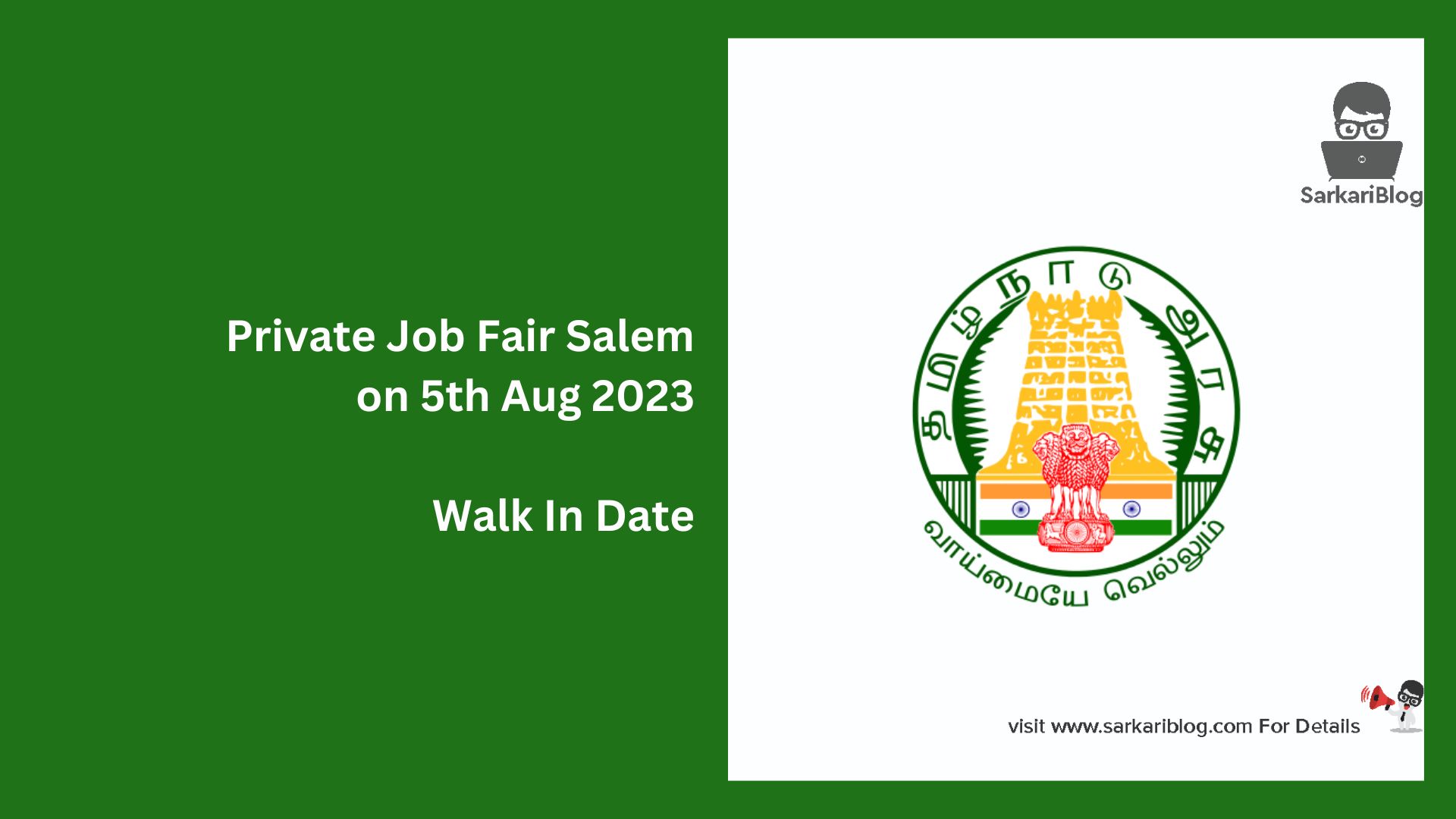 Private Job Fair Salem on 5th Aug 2023