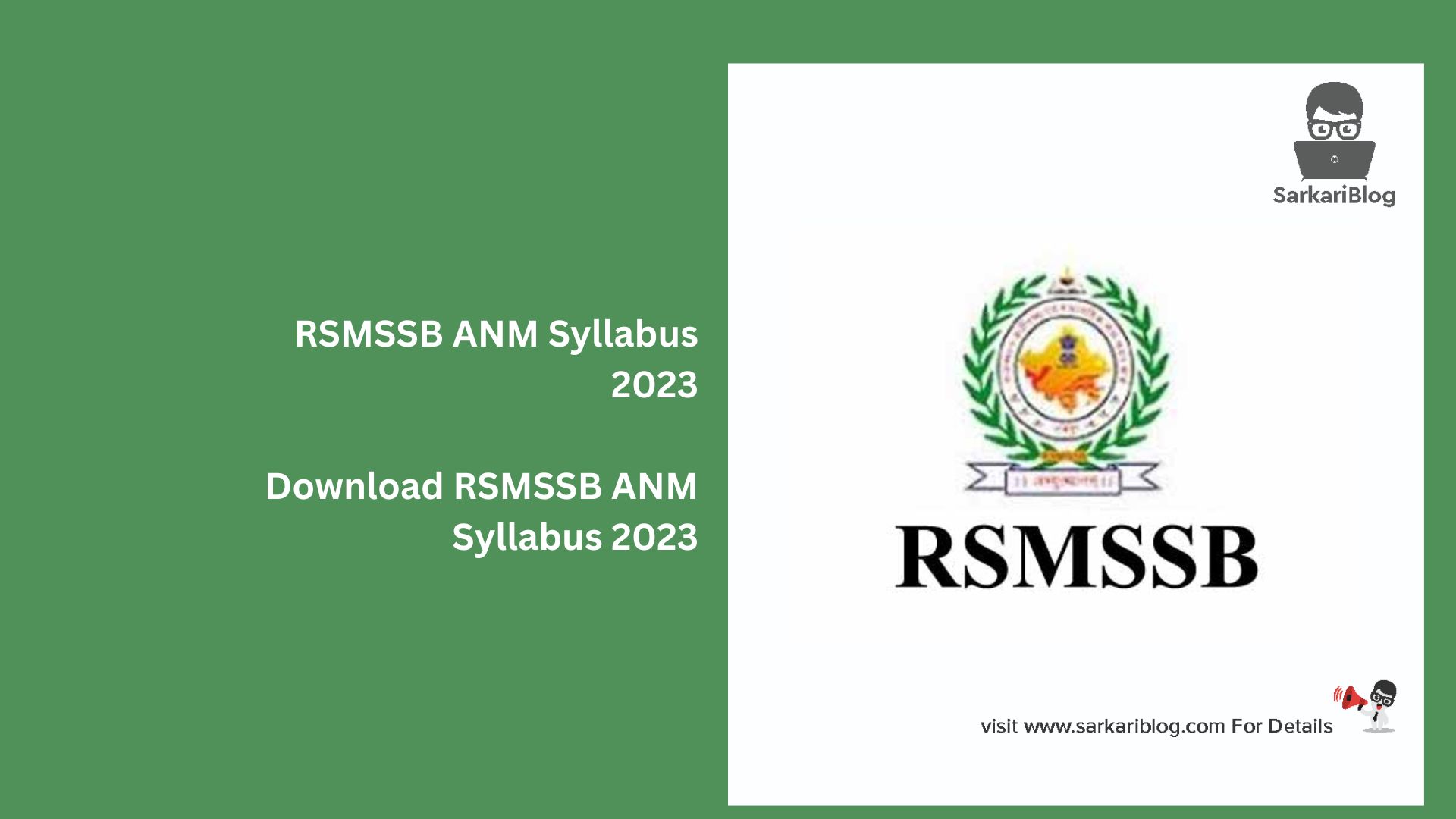 Download RSMSSB ANM Syllabus 2023