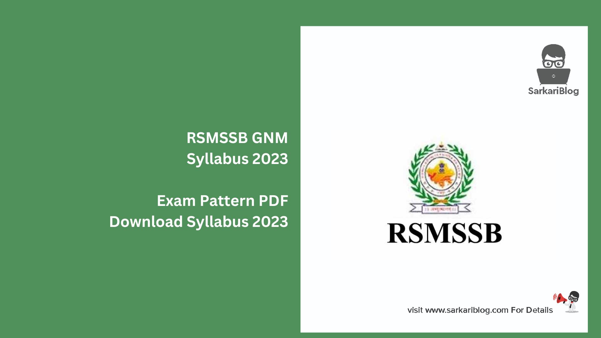 RSMSSB GNM Syllabus 2023