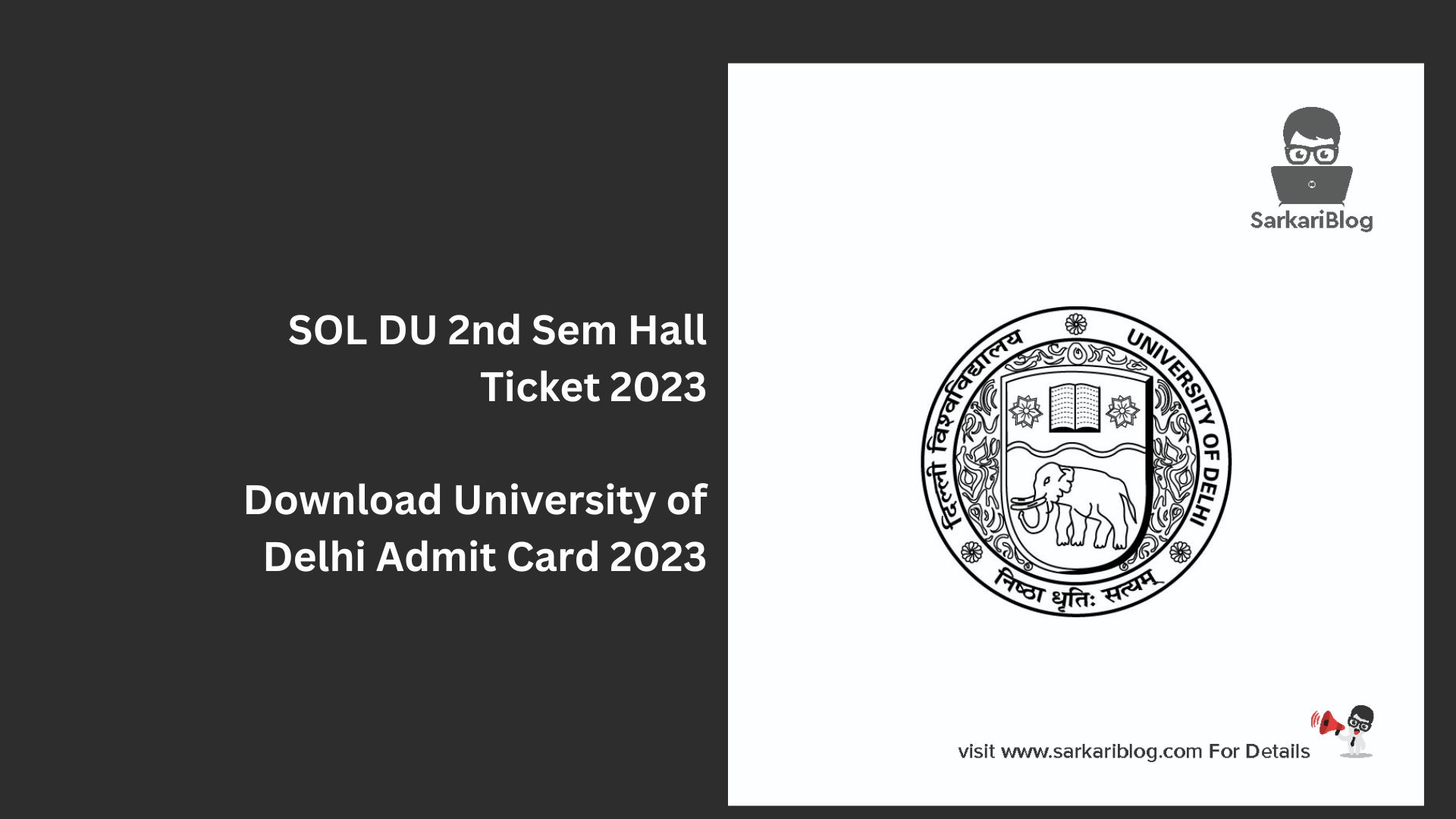 SOL DU 2nd Sem Hall Ticket 2023
