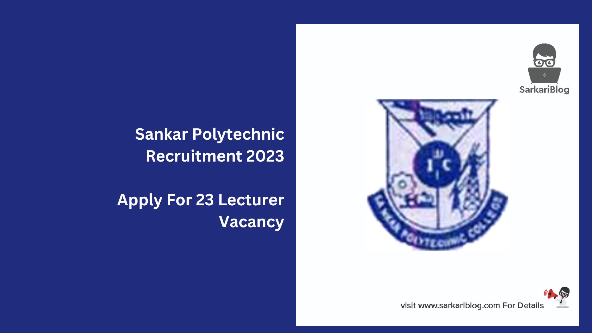 Sankar Polytechnic Recruitment 2023