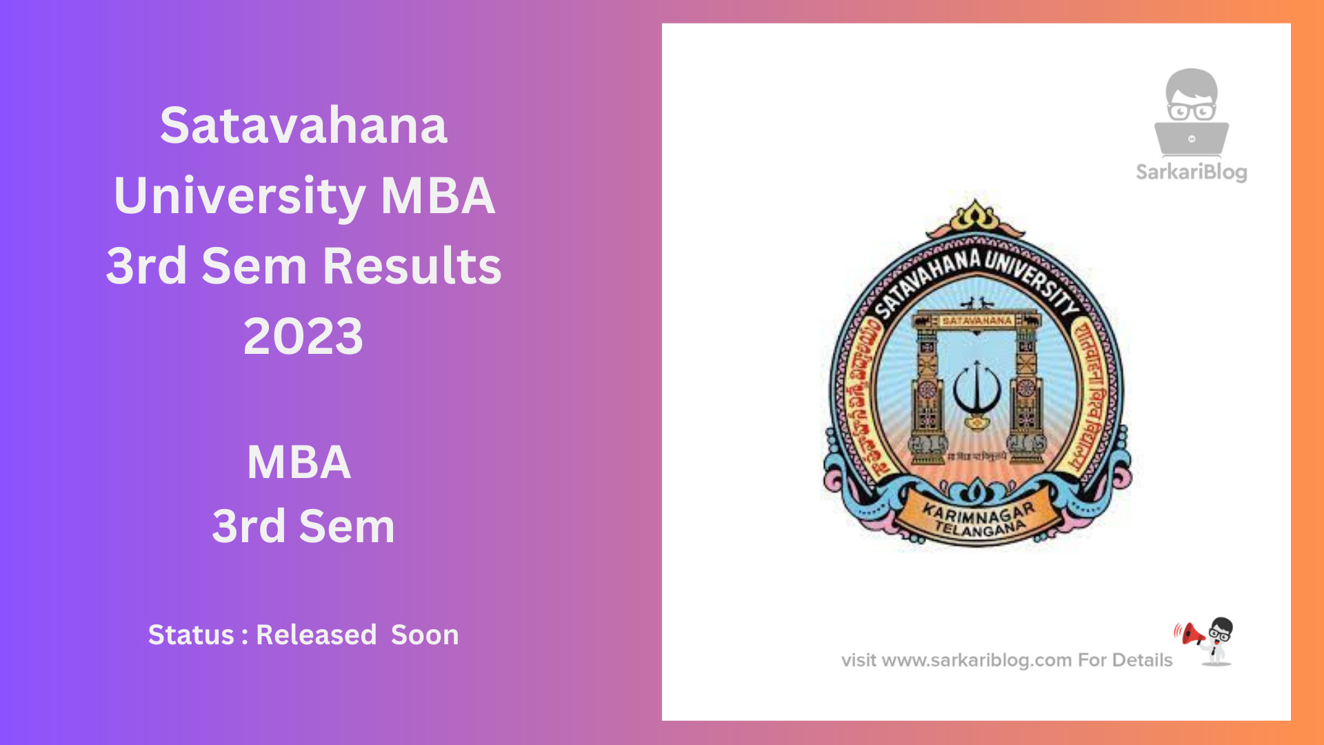 Satavahana University MBA 3rd Sem Results 2023