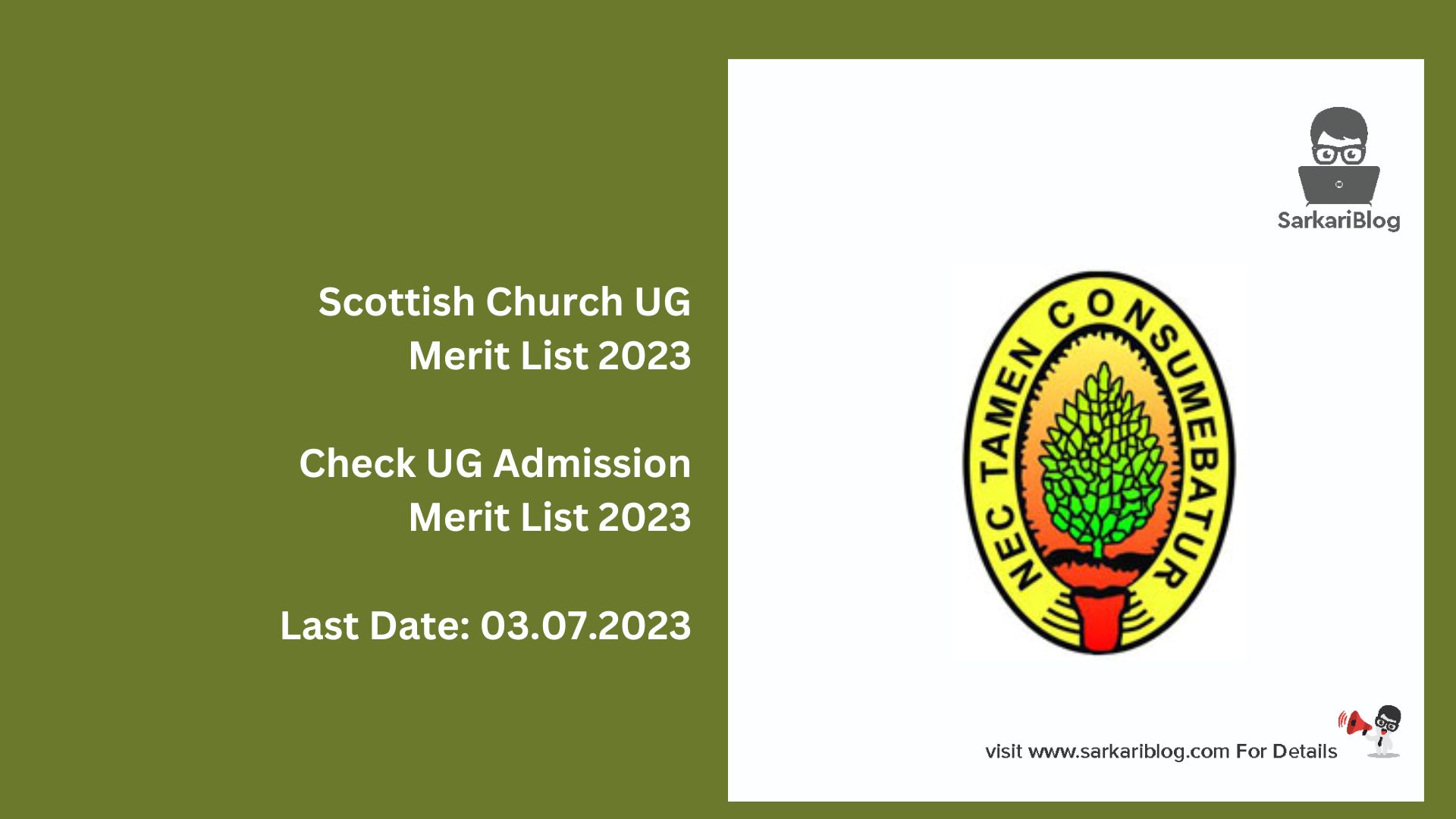 Scottish Church UG Merit List 2023