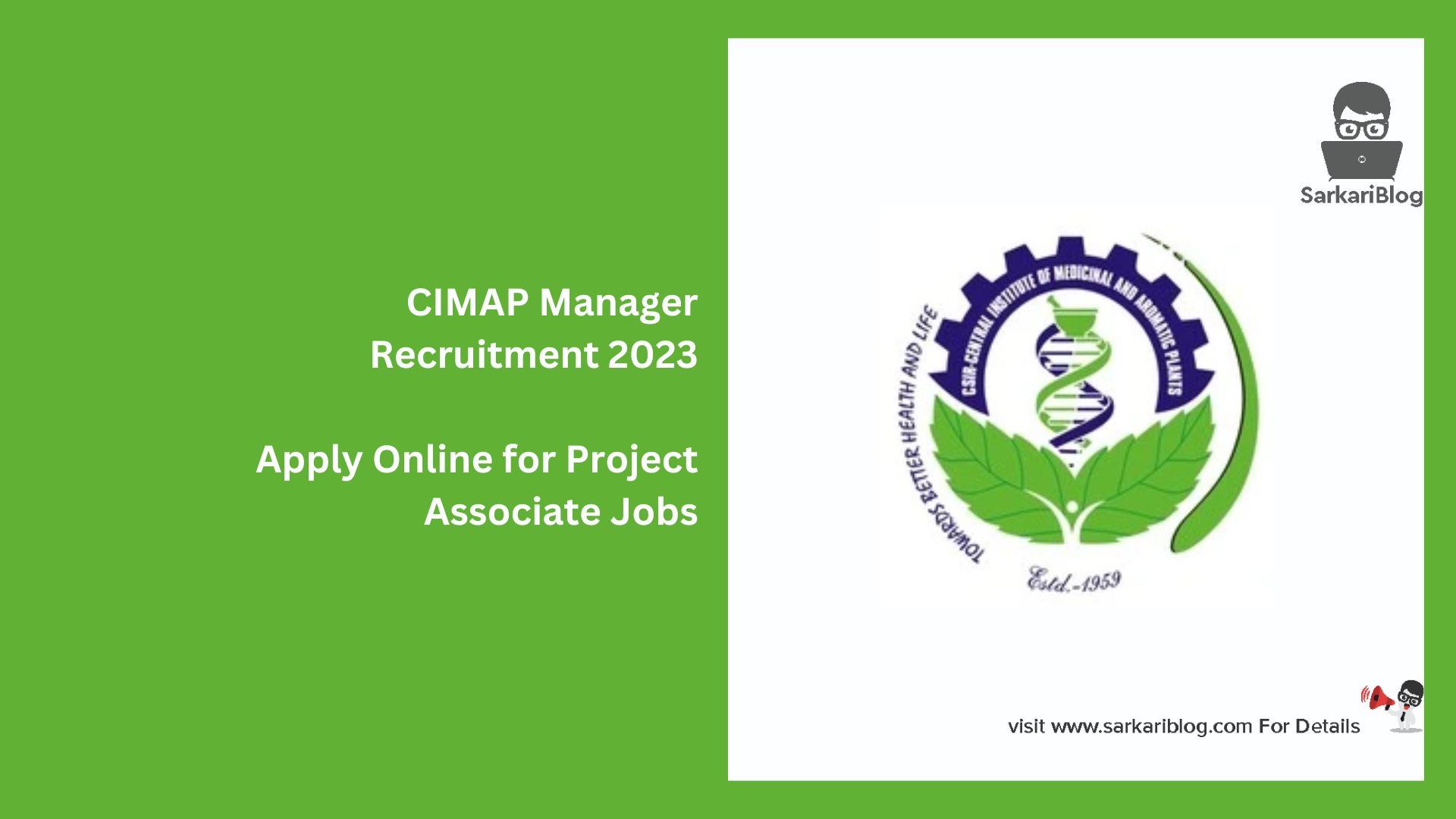 CIMAP Manager Recruitment 2023