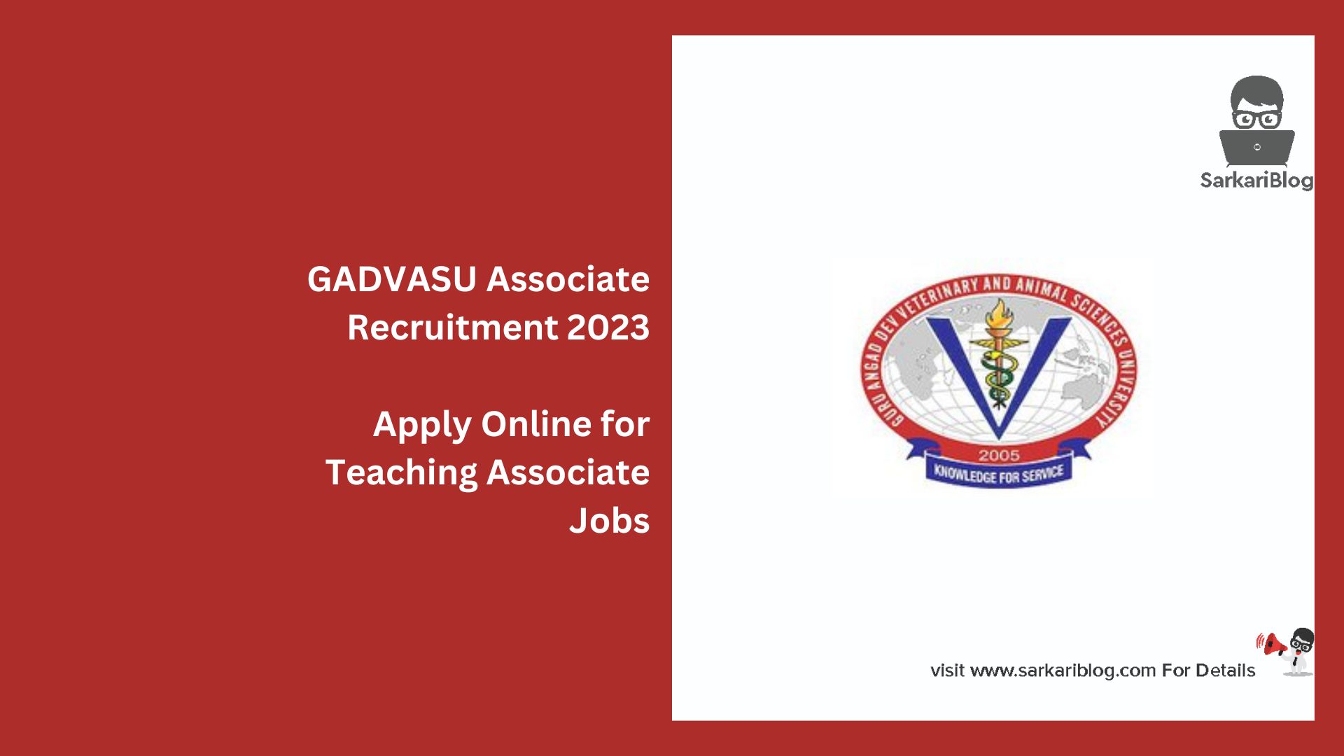 GADVASU Associate Recruitment 2023
