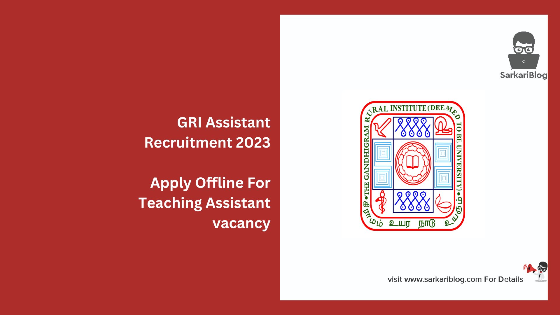 GRI Assistant Recruitment 2023