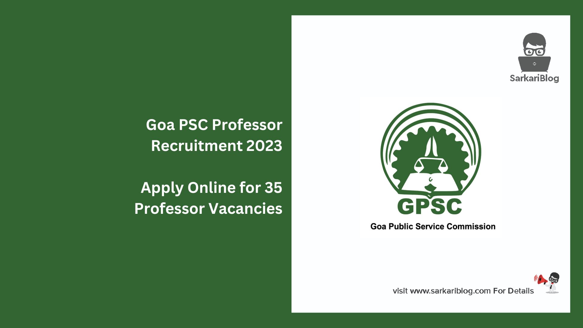 Goa PSC Professor Recruitment 2023
